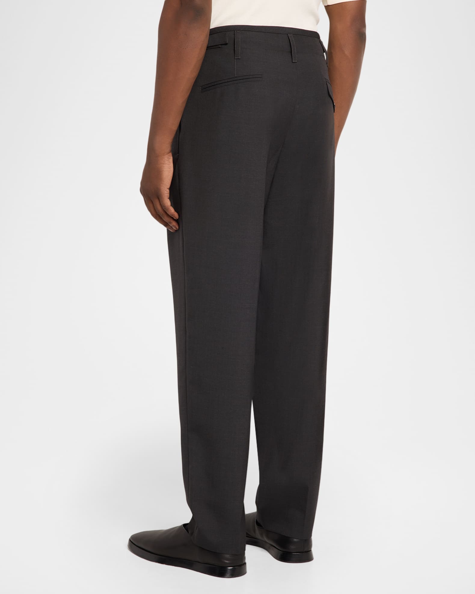 LEMAIRE Men's Tropical Polyester and Wool Pleated Pants | Neiman