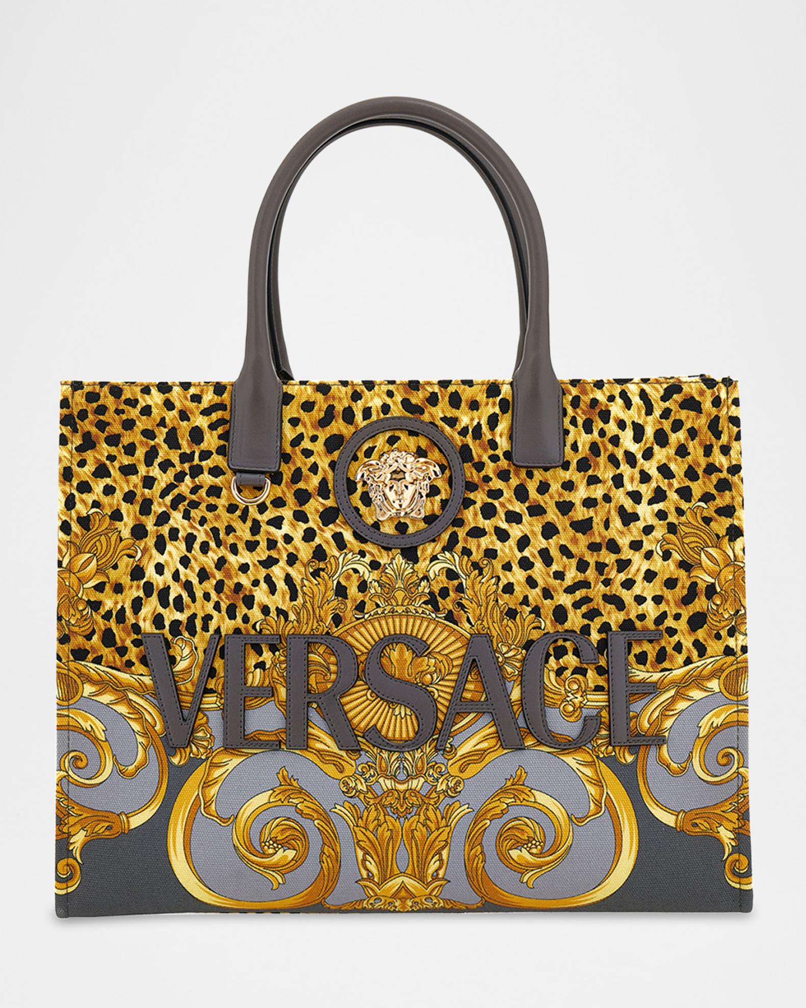Versace Medusa Mixed-Print Canvas Tote Bag | Neiman Marcus
