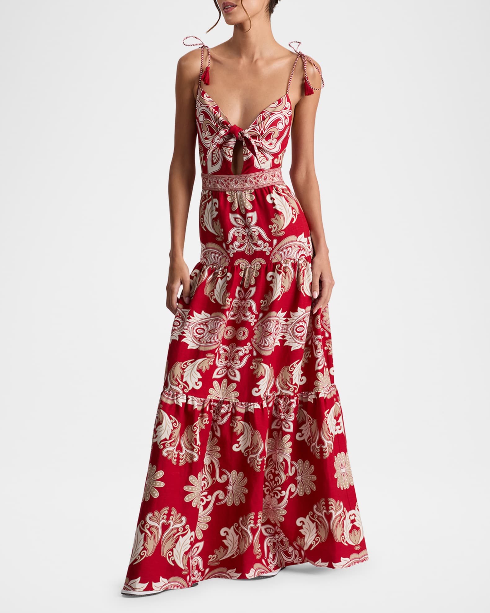 Alice+Olivia■ Monnie Shoulder Tie Maxi Dress ■ドレス Monnie Maxi Dress In Sweet Nothings | Alice + Olivia