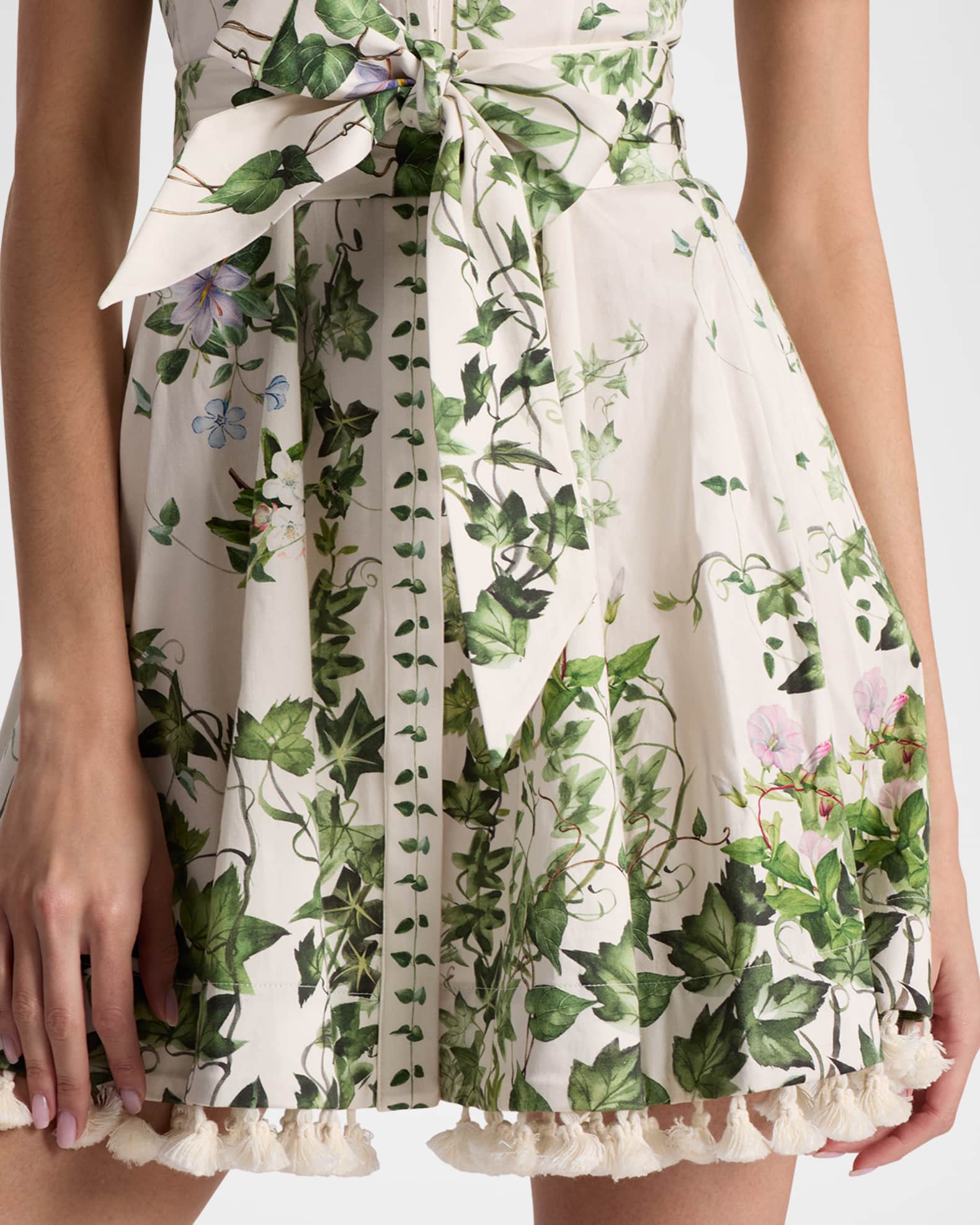 Alice + Olivia Lucy Ivy Romance Roll-Sleeve Mini Shirtdress