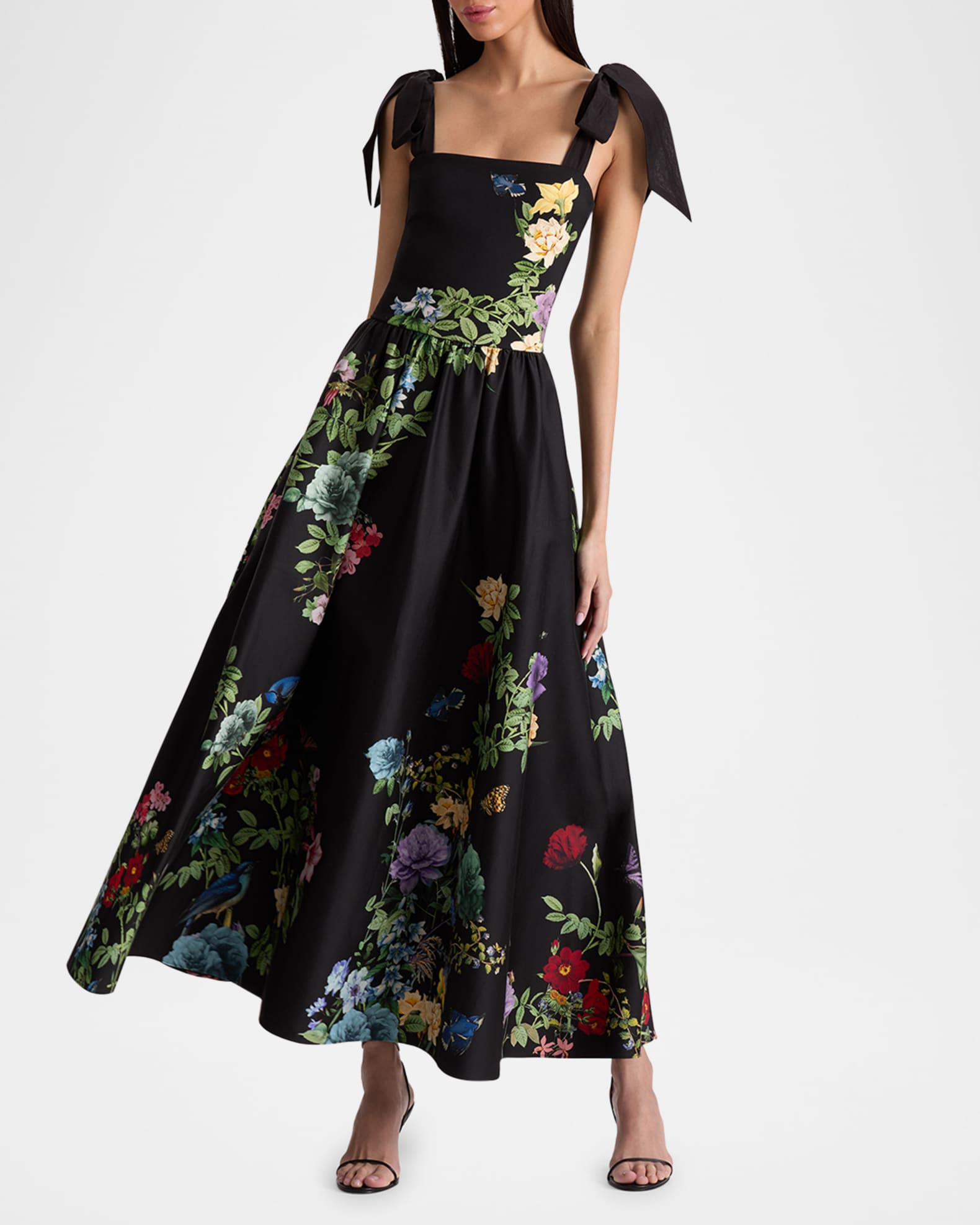 ワンピース Alice + Olivia floral Midi Dress Alice + Olivia Adley Floral Stretch-Cotton Flared Midi-Dress