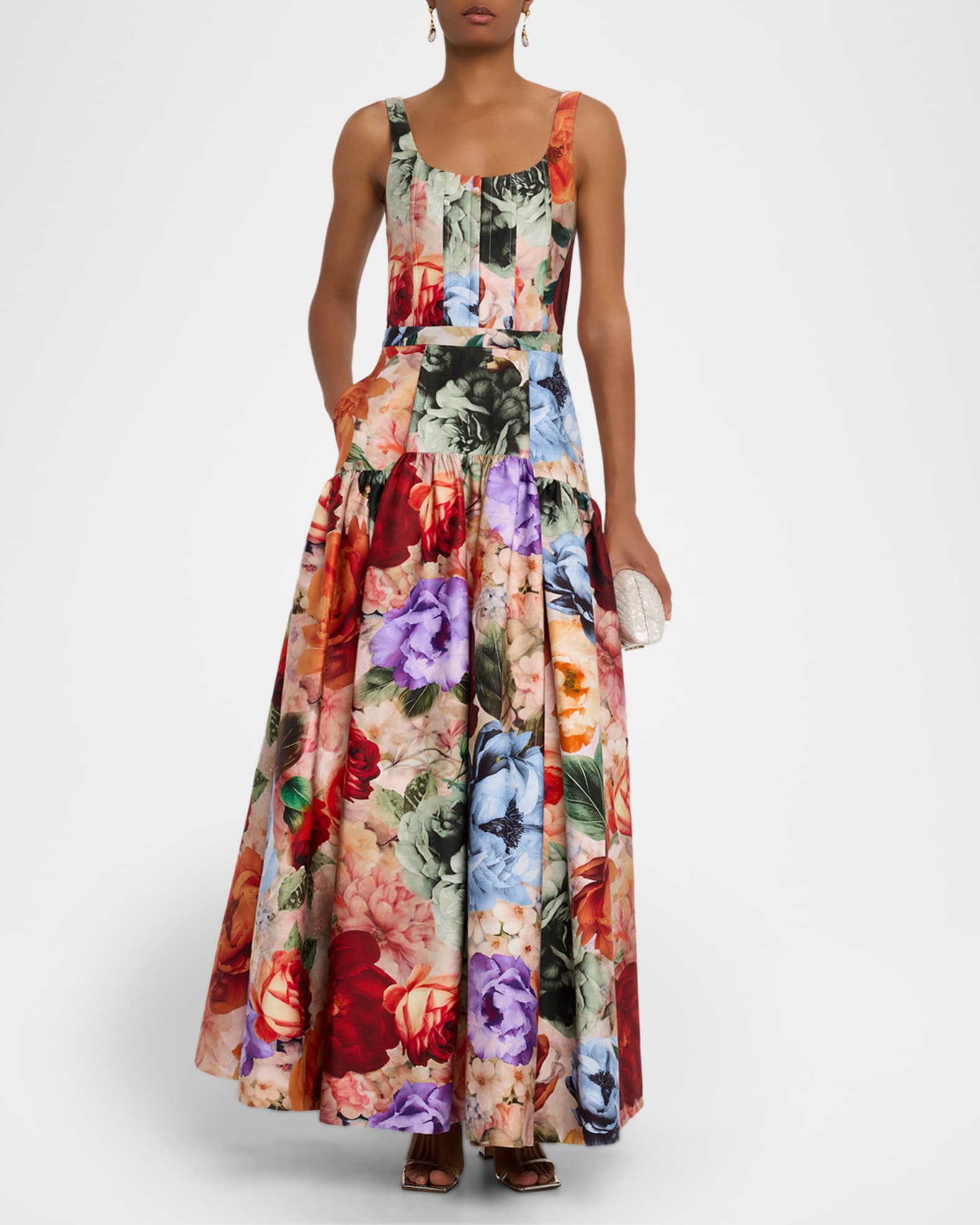 【Alice+Olivia】DIANA 花柄 ドロップウエスト マキシドレス Alice + Olivia Diana Floral Drop Waist Maxi Dress | Saks