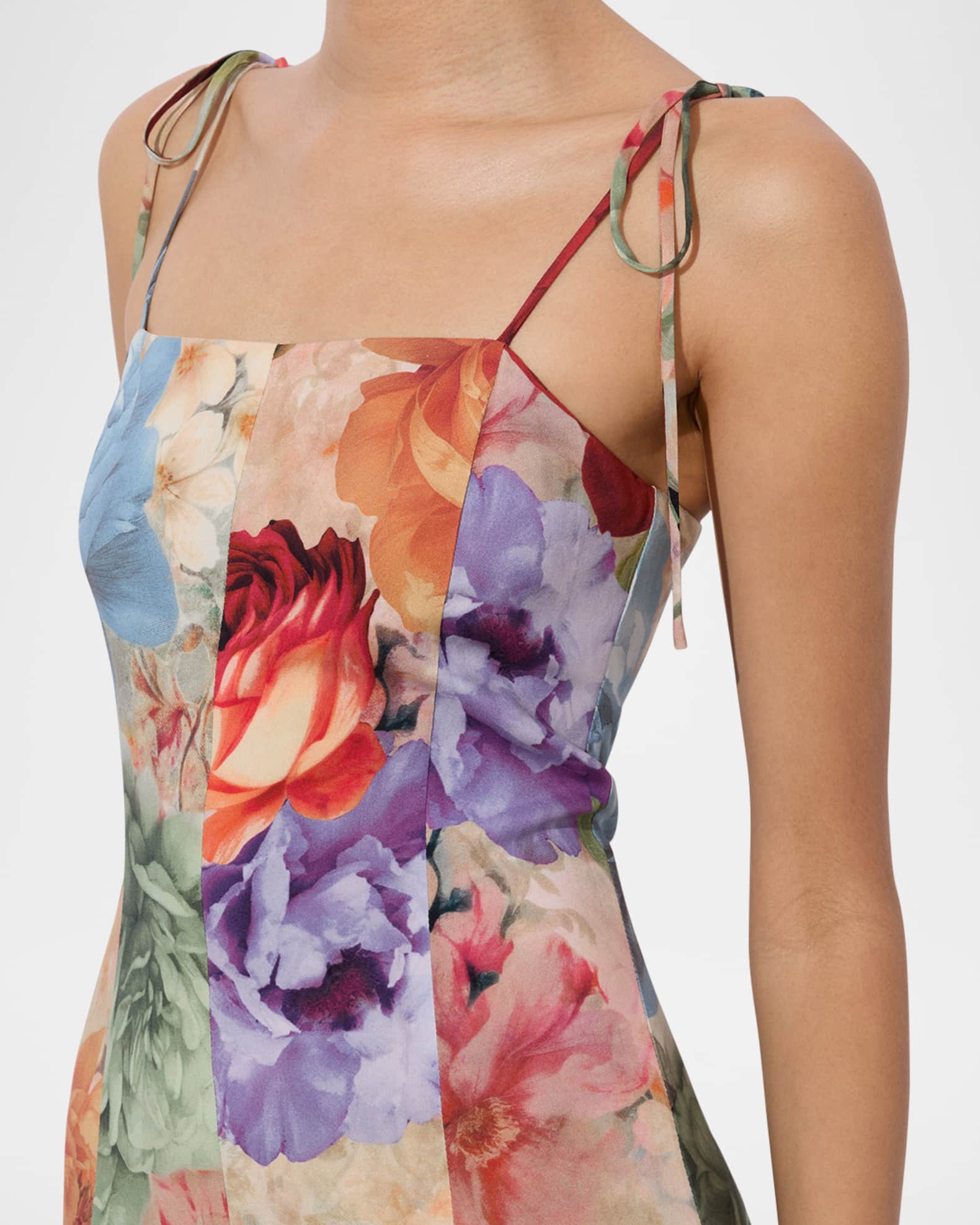 【Alice+Olivia】JEANETTE タイストラップ プリーツパネルドレス Alice + Olivia Jeanette Tie-Shoulder Paneled Midi Dress
