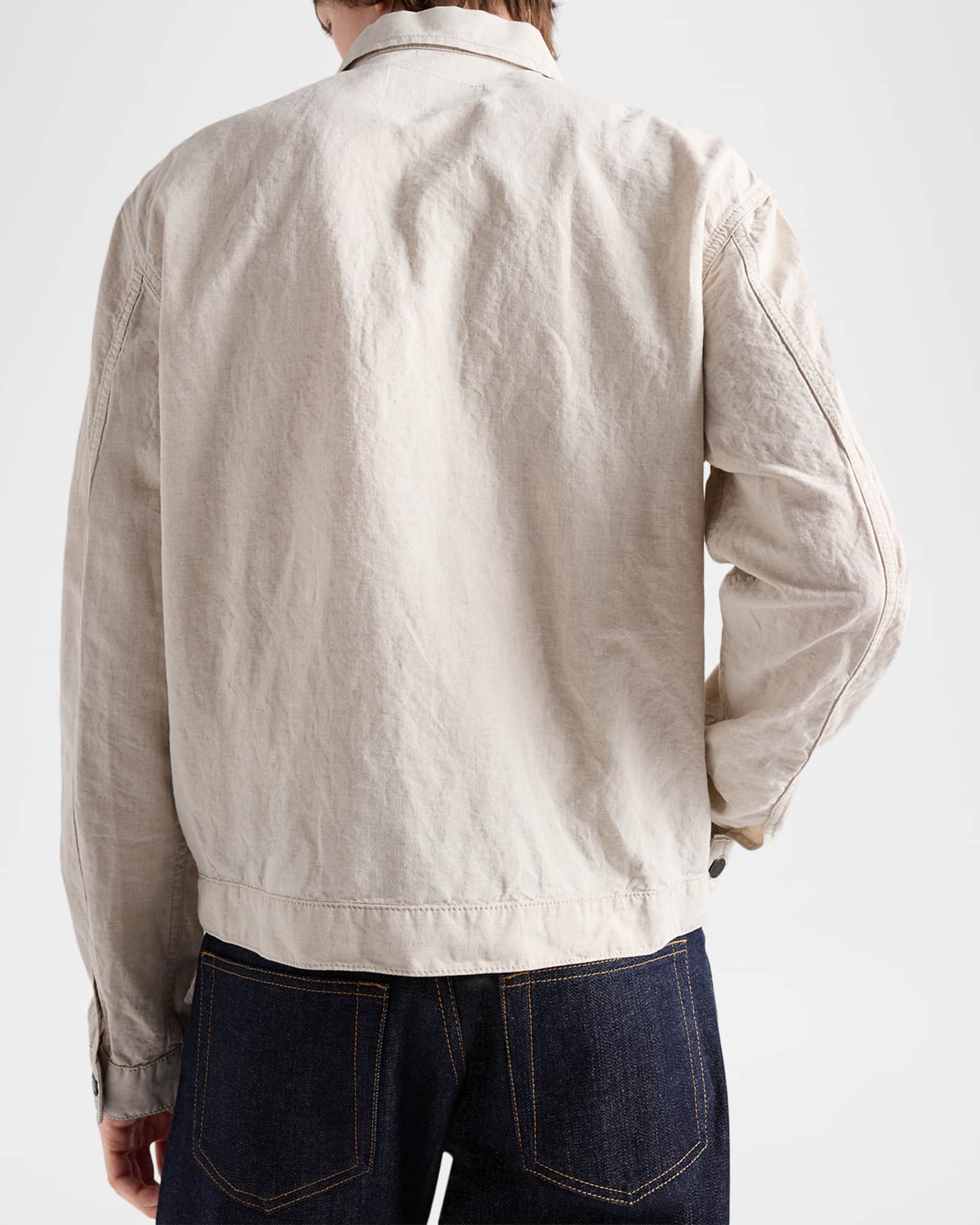 Prada Men's Chambray Blouson Zip-Front Jacket | Neiman Marcus