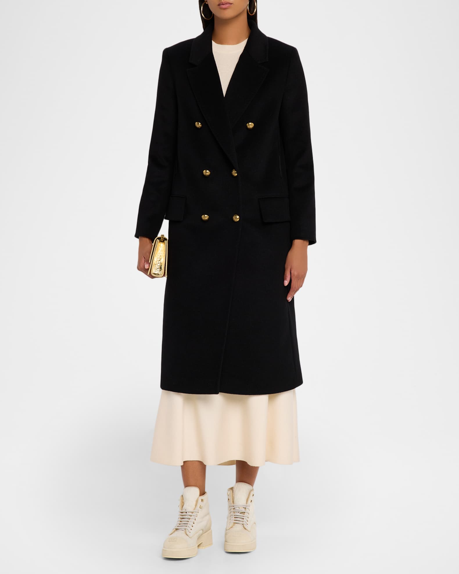 CHIARULLI Oriana Mongolian Cashmere and Wool Double-Breasted Coat