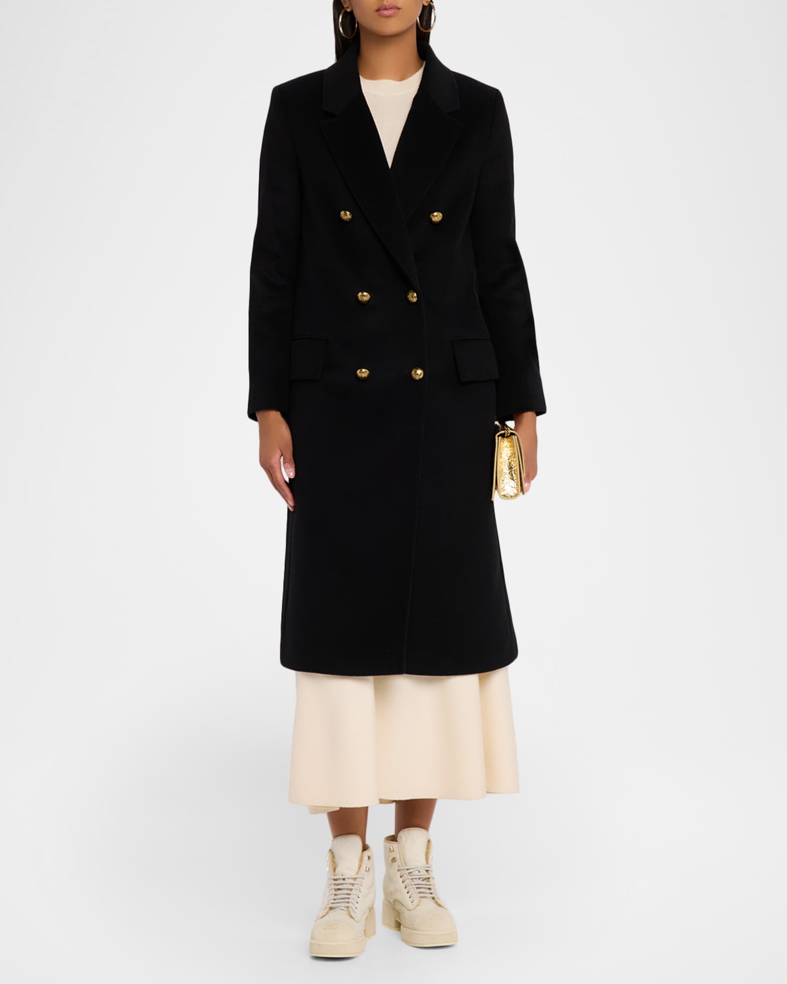 CHIARULLI Oriana Mongolian Cashmere and Wool Double-Breasted Coat
