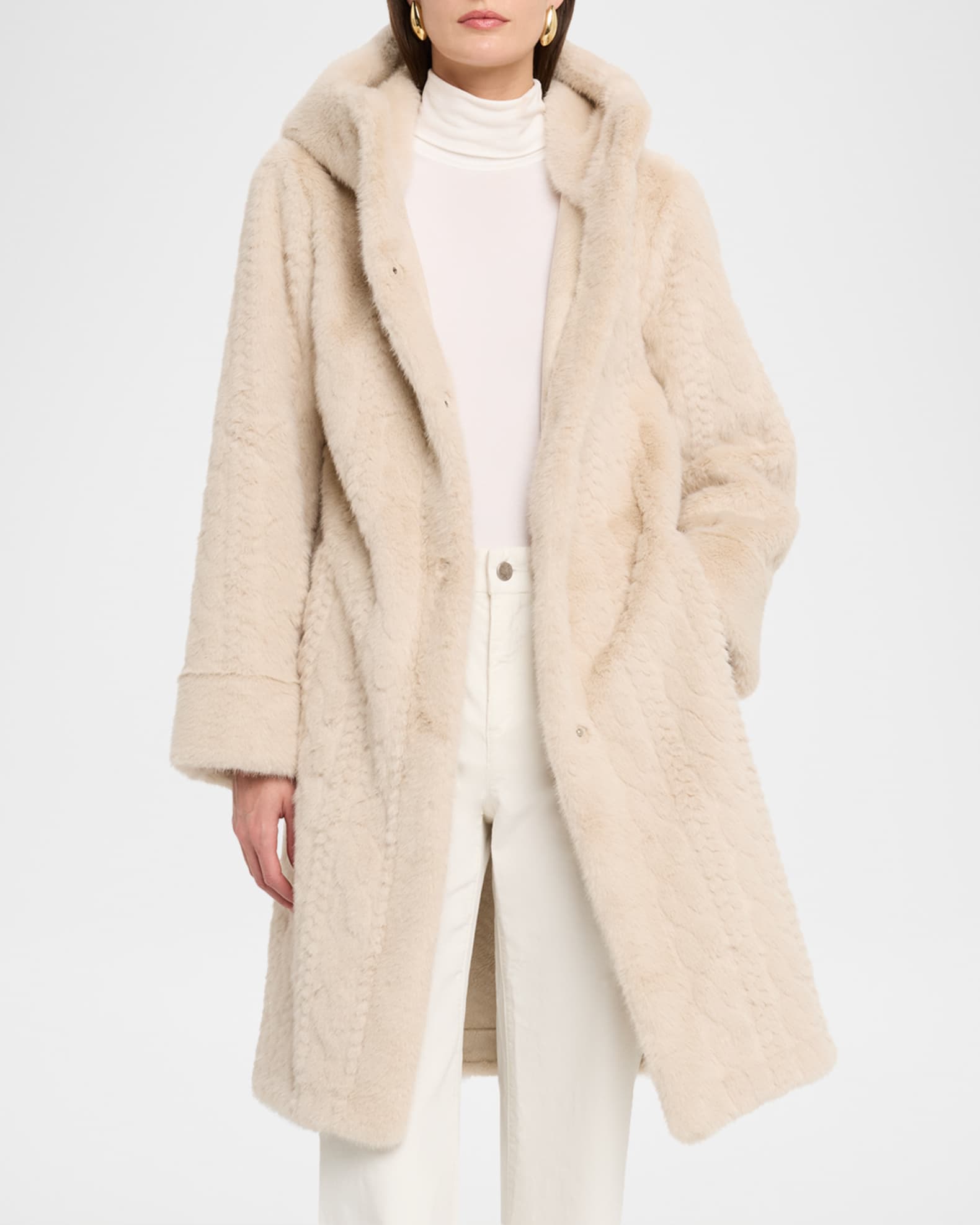 Kobi Halperin Myla Hooded Cable Faux Fur Coat | Neiman Marcus