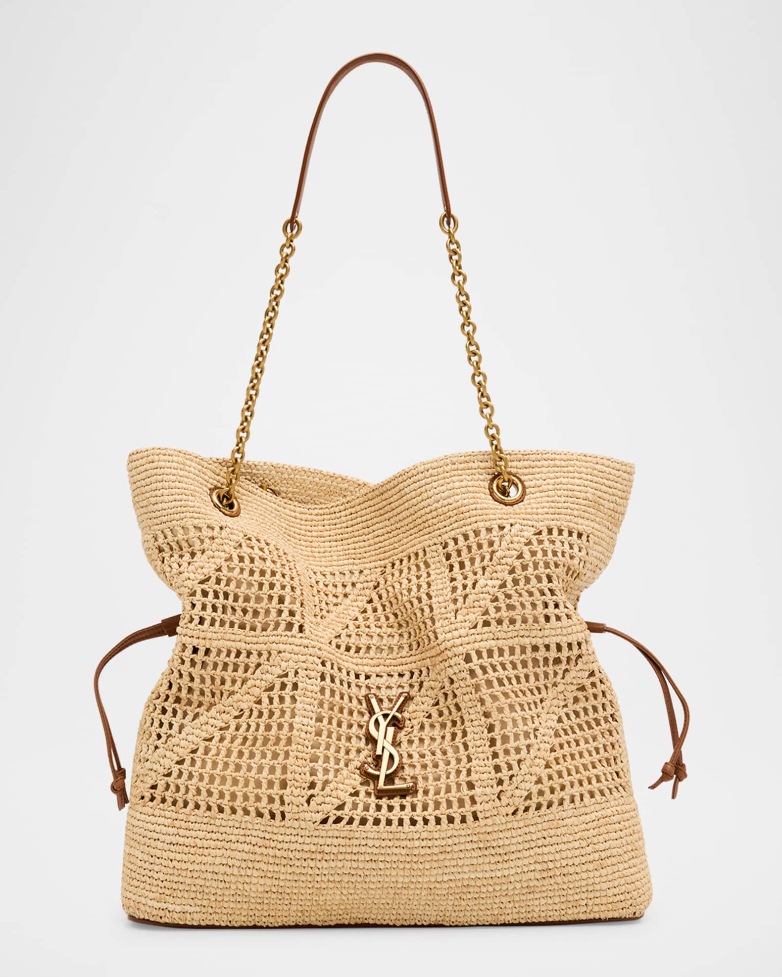 Jamie YSL Shopper Tote Bag in Woven Raffia 0