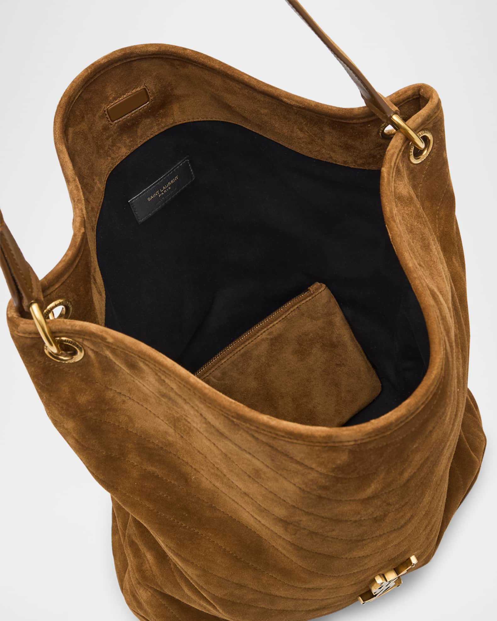 Niki YSL Bucket Bag in Quilted Suede