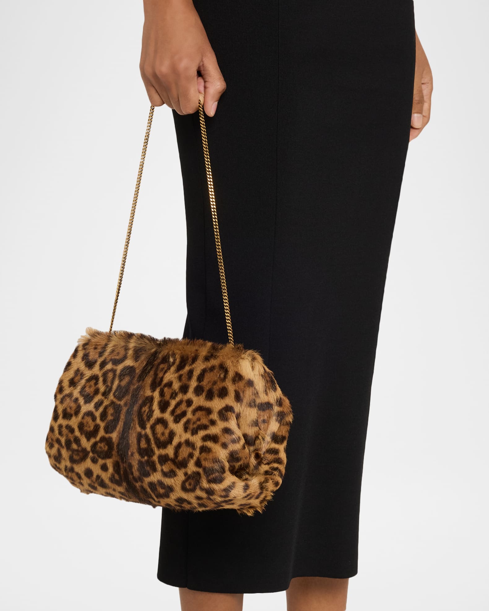 Pouch Clutch Bag in Leopard-Print Calf Hair 1
