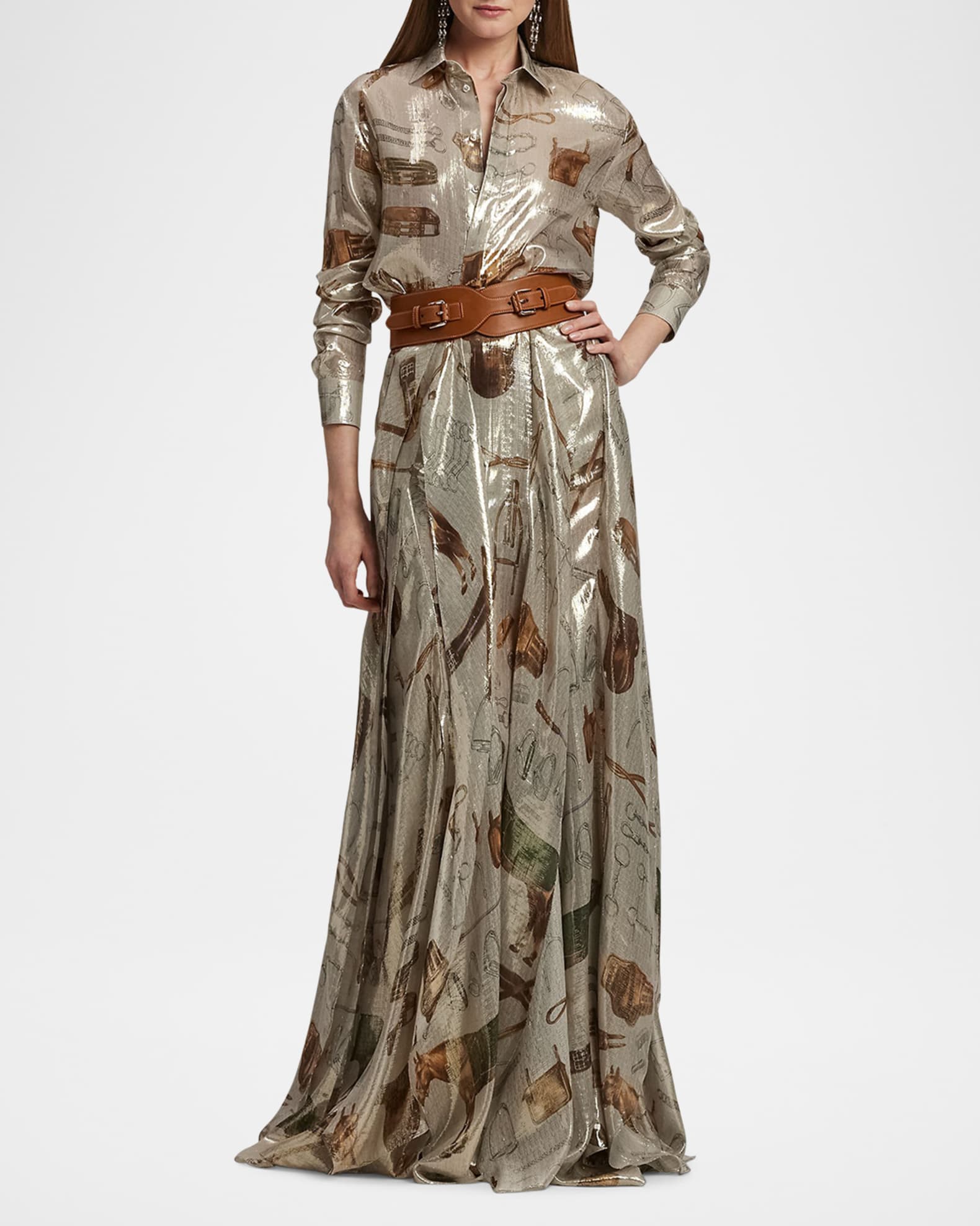 Evelina Equestrian Metallic Silk Shirt  1