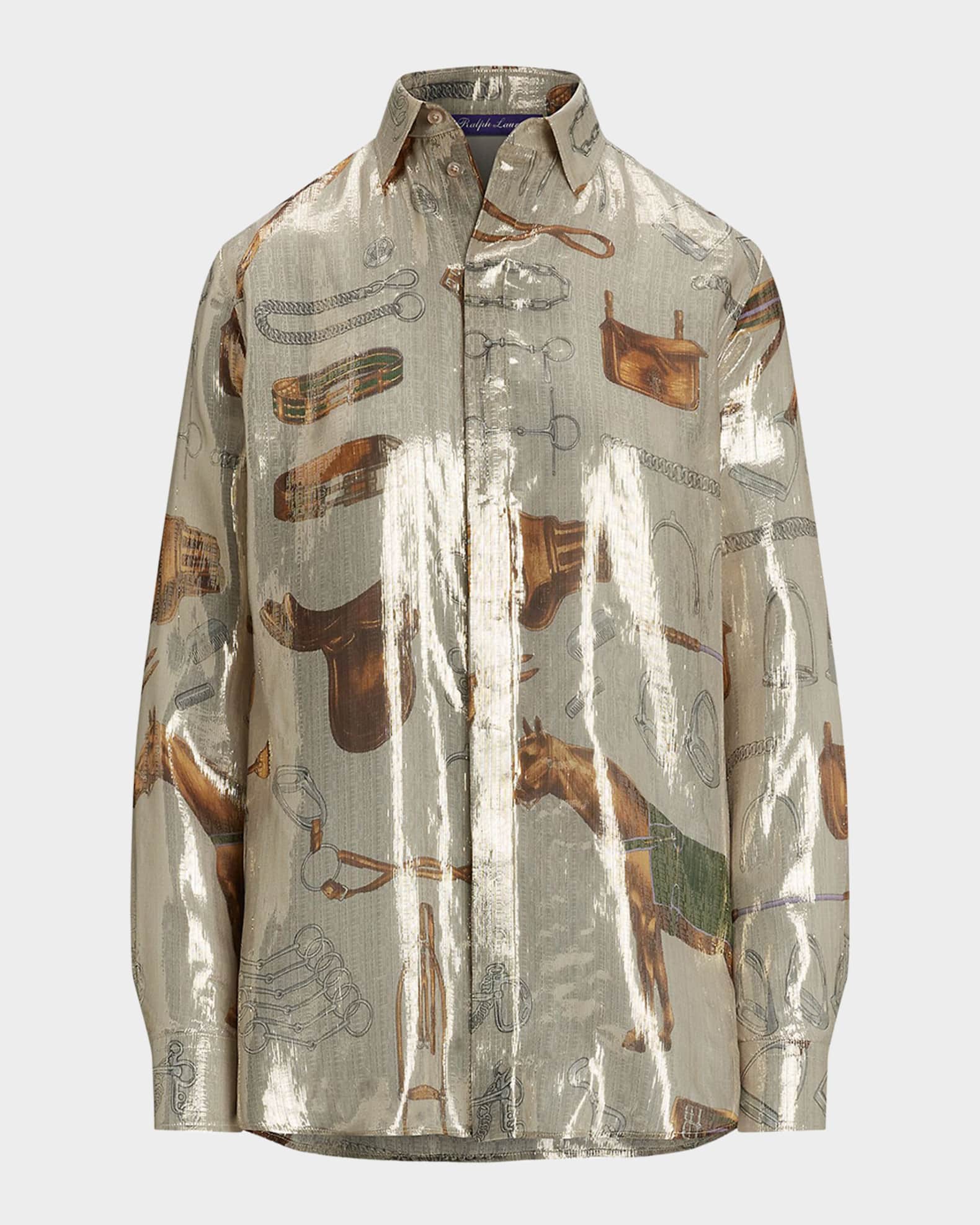 Evelina Equestrian Metallic Silk Shirt  0