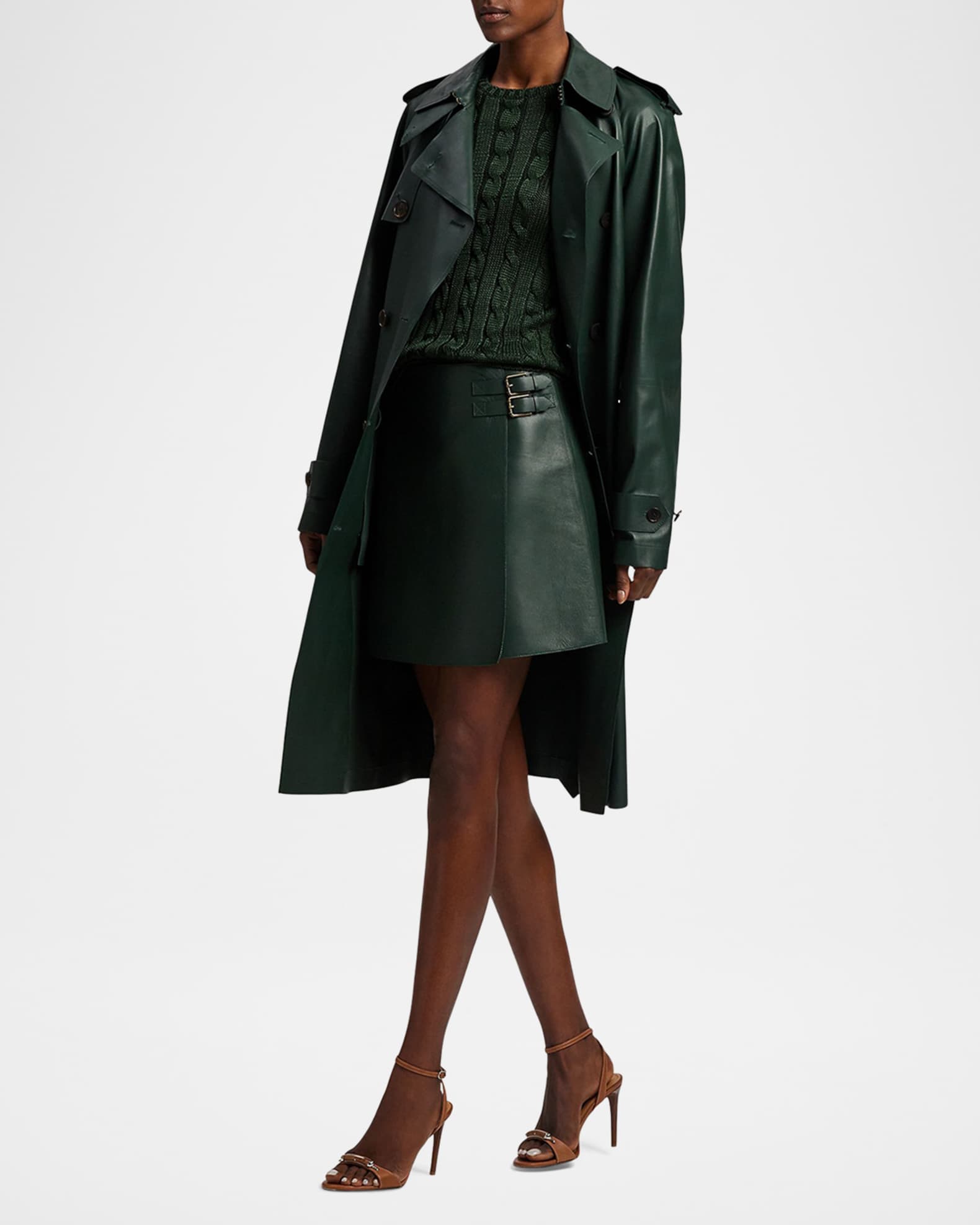 Kyler Belted Leather Skirt  1