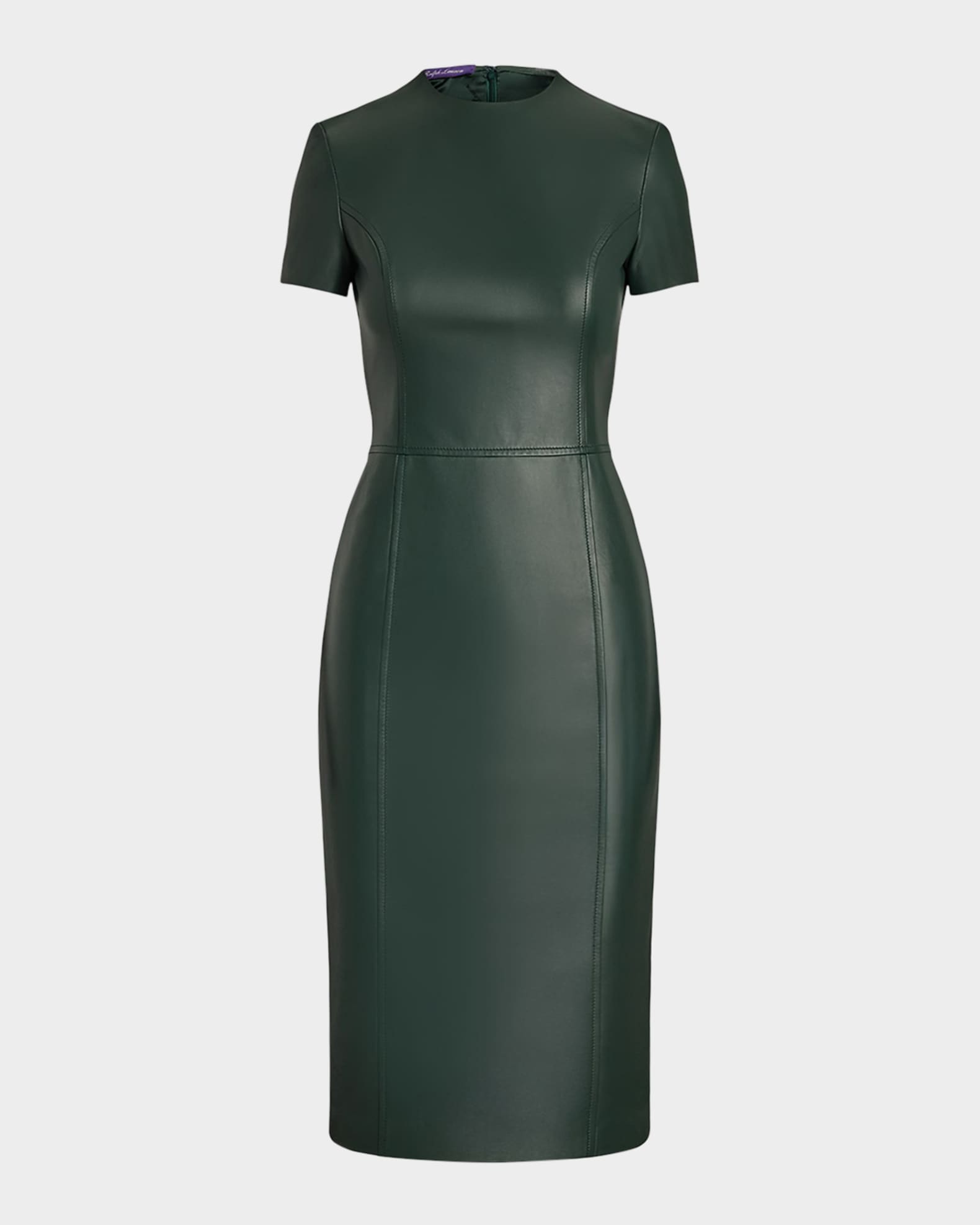 Bethanne Lambskin Leather Short-Sleeve Dress 0