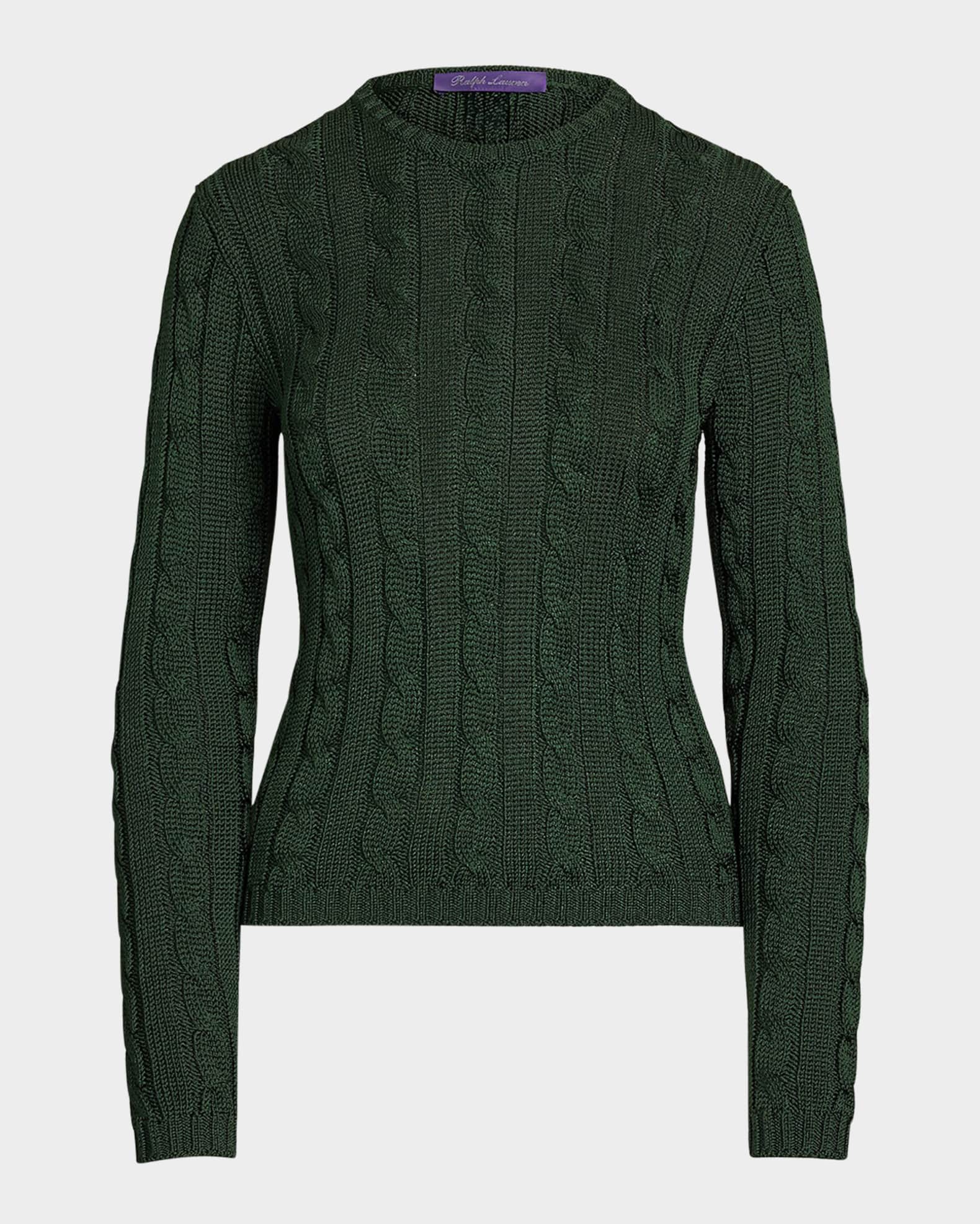 High Shine Cable Knit Crewneck Sweater 0