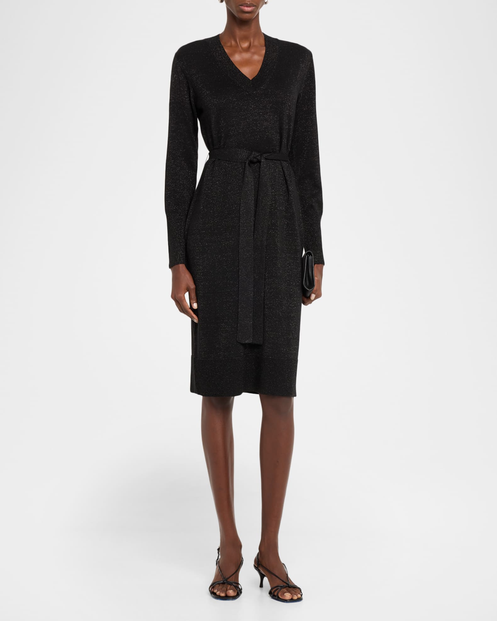 Kobi Halperin Women's Russel Metallic Long Sleeve Sweater Dress - Black - Casual Dresses