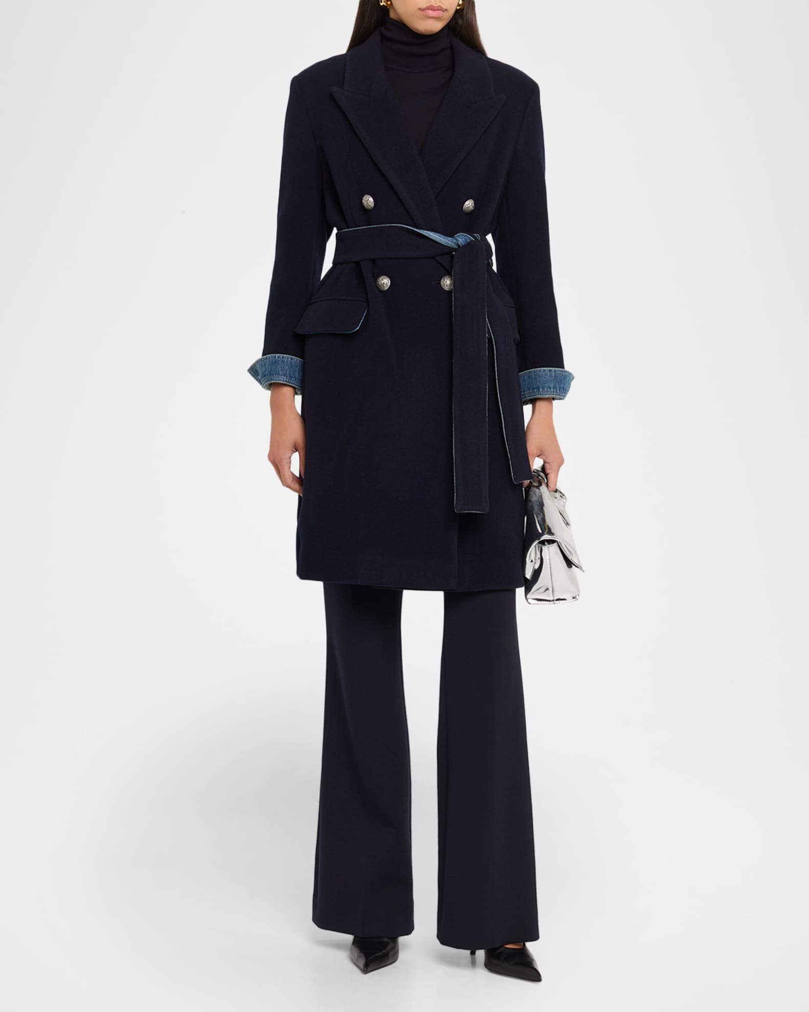 Kobi Halperin Otto Denim-Trim Wool Coat | Neiman Marcus