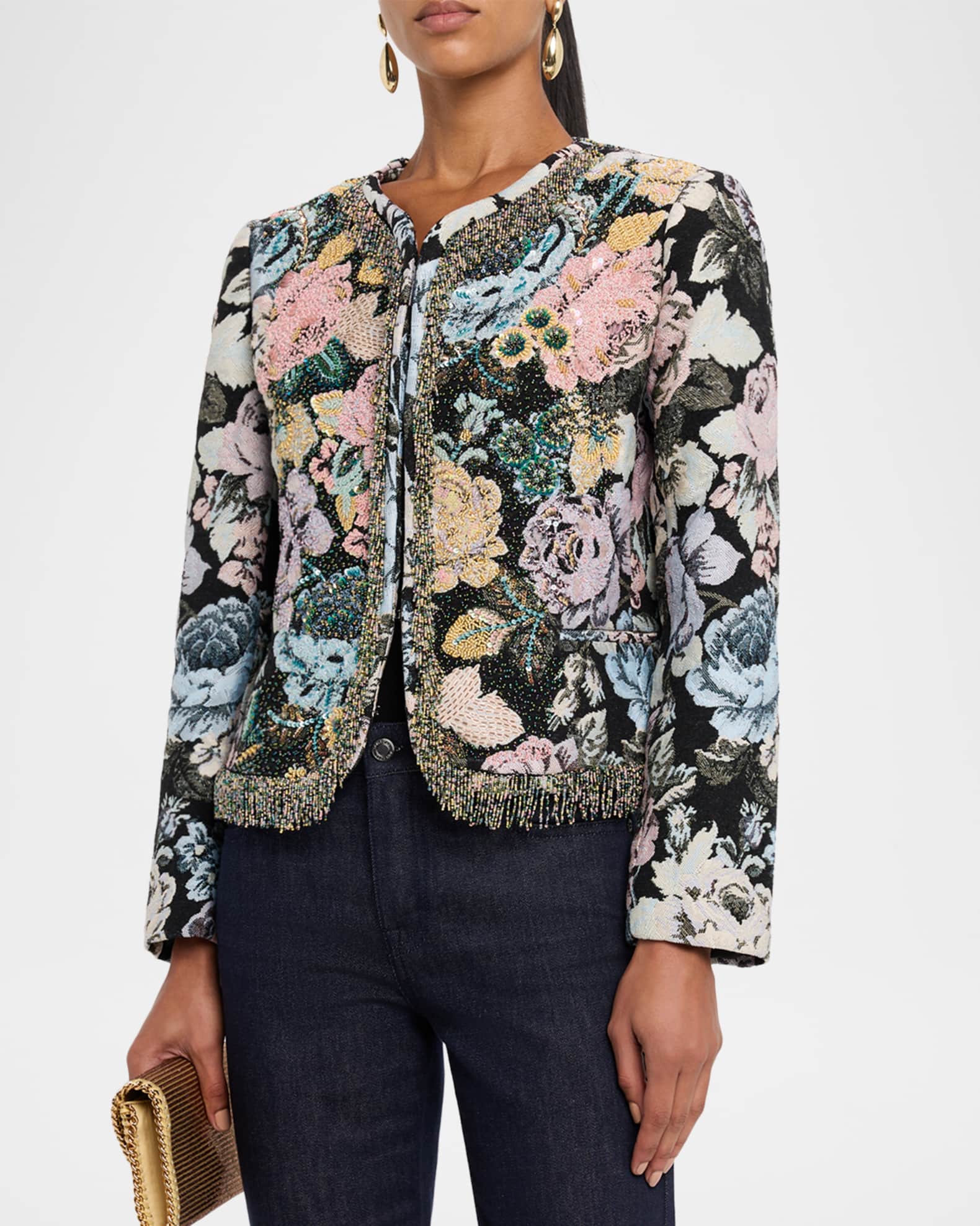 Kobi Halperin Anaya Beaded Floral Jacquard Jacket | Neiman Marcus