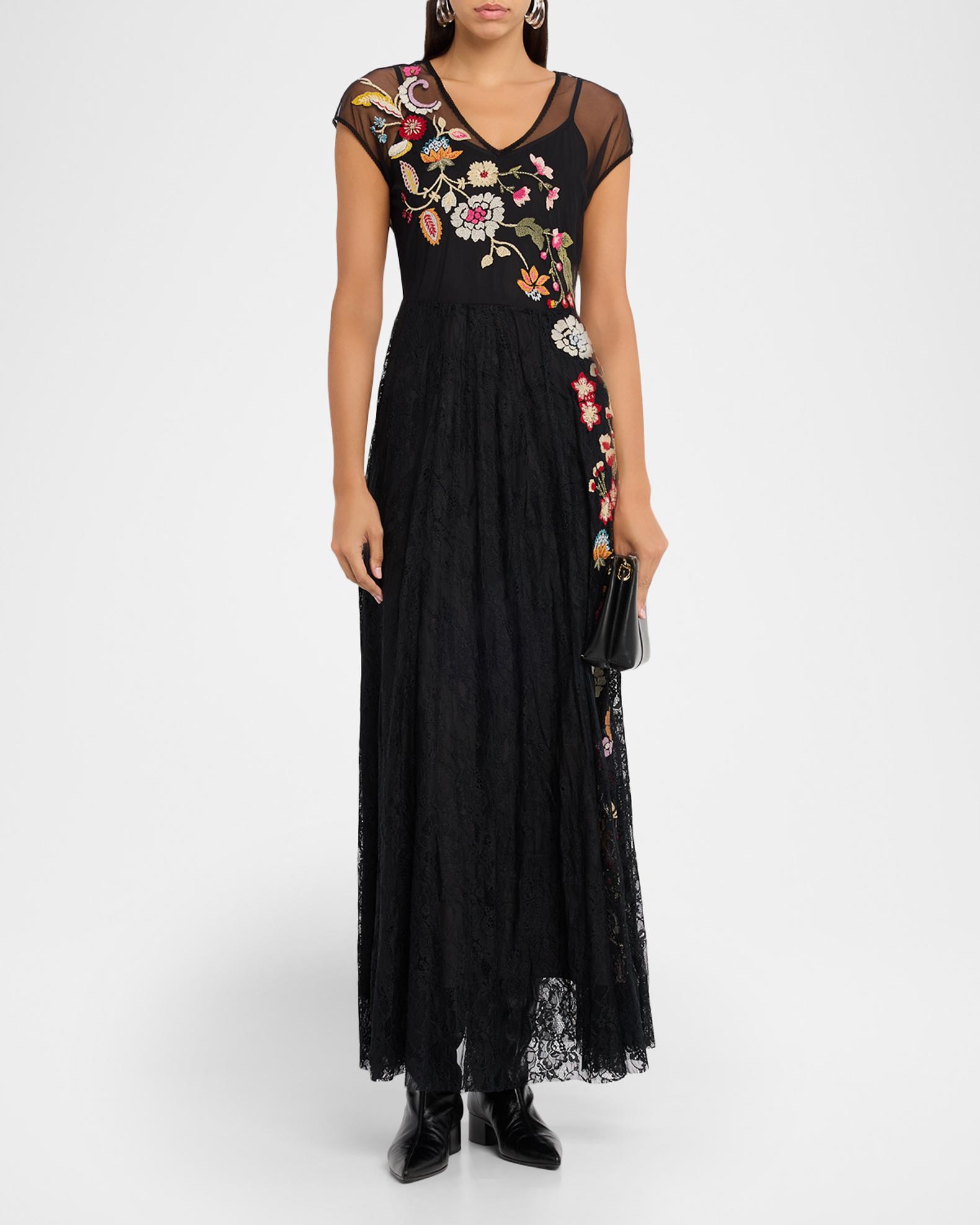 embroidered mesh lace dress STELLA A-LINE STRAIGHT ACROSS NECK MESH LACE MIDI DRESS | CULT MIA