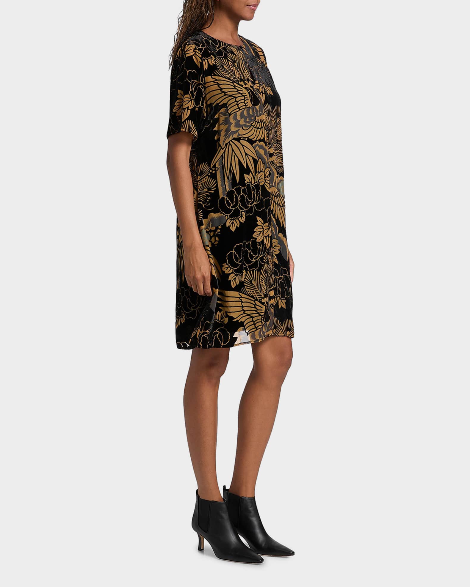 Johnny Was Felted Bird-Print Shift Dress | Neiman Marcus
