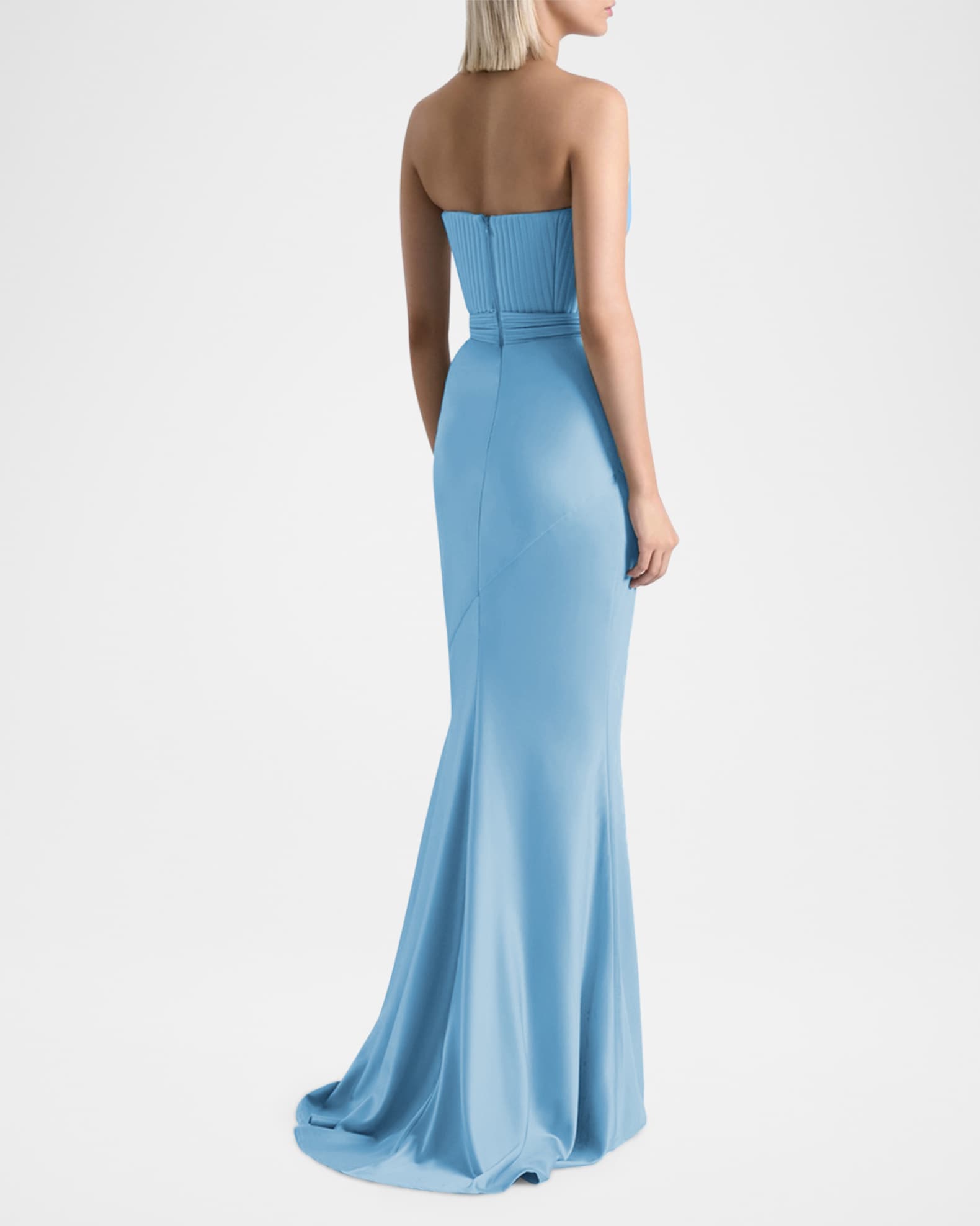 Zhivago Germaine Strapless Stretch Satin Column Gown, Ltblue, Women's, 8, Evening Formal Gala Gowns Mother of the Bride Groom Strapless Gowns
