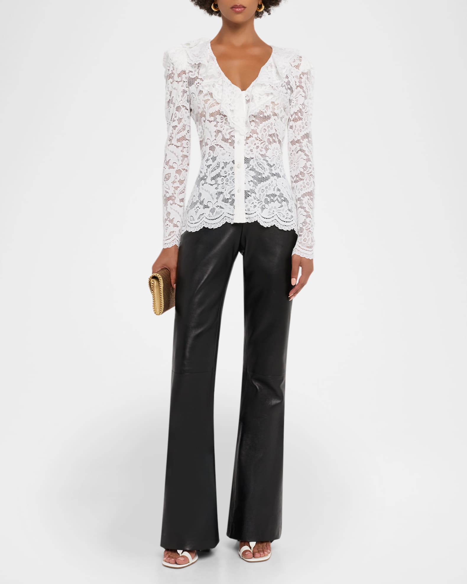 Corsa Button-Front Lace Top  1