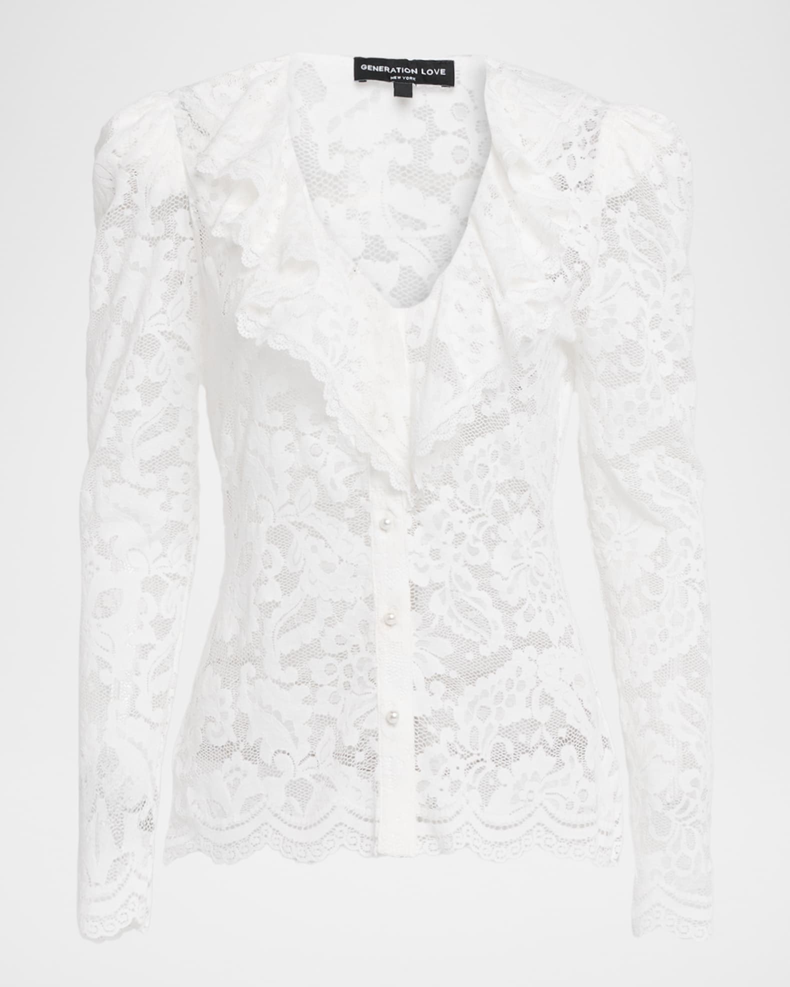 Corsa Button-Front Lace Top  0