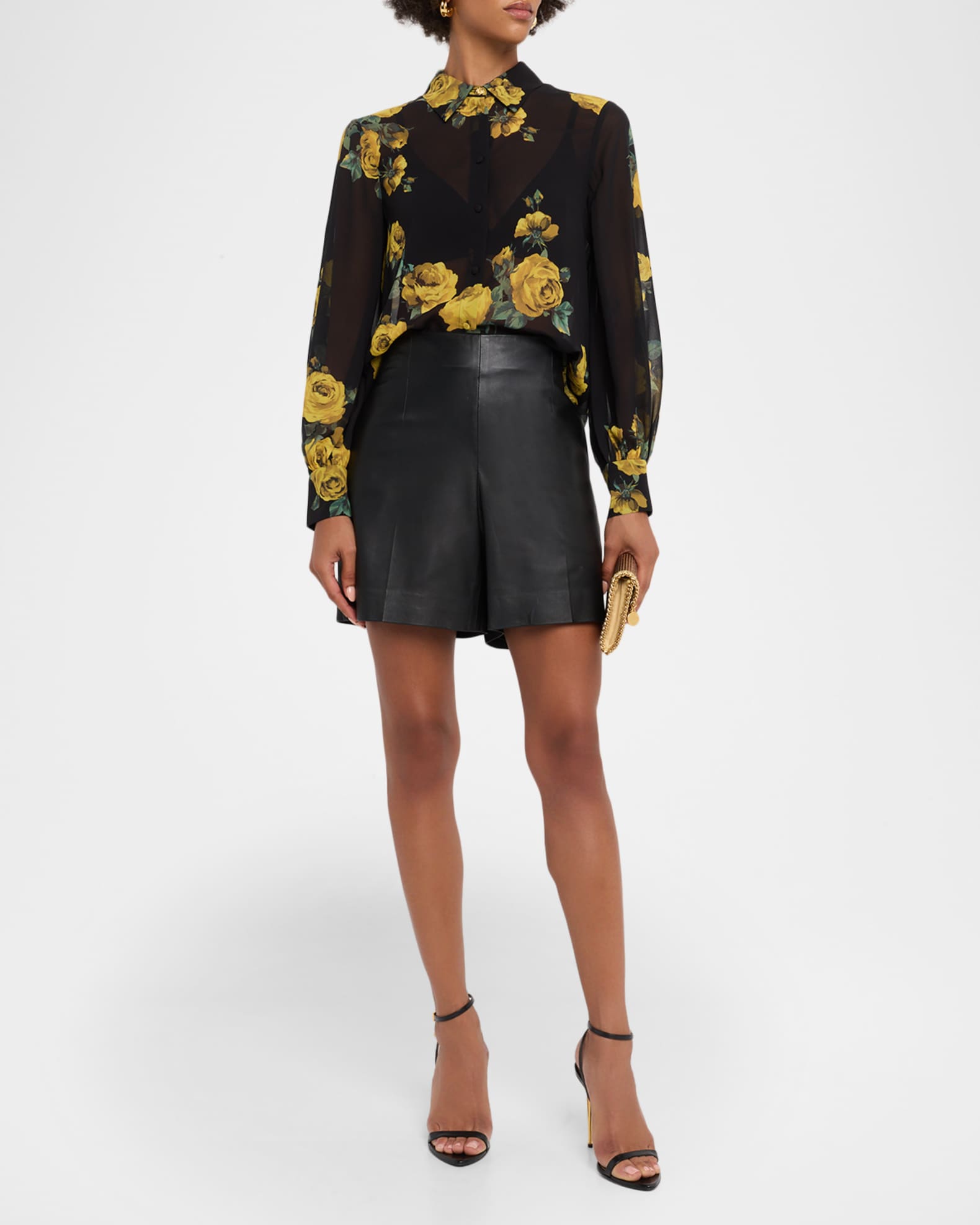 Candace Rosehips Blouson-Sleeve Buttoned Shirt