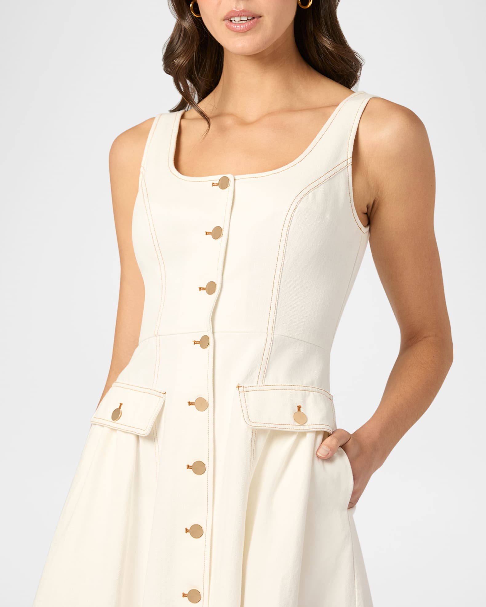 slim fit dress slacks Button-Down Sleeveless Ribbed Casual Maxi Dress– PromGirl main image 0