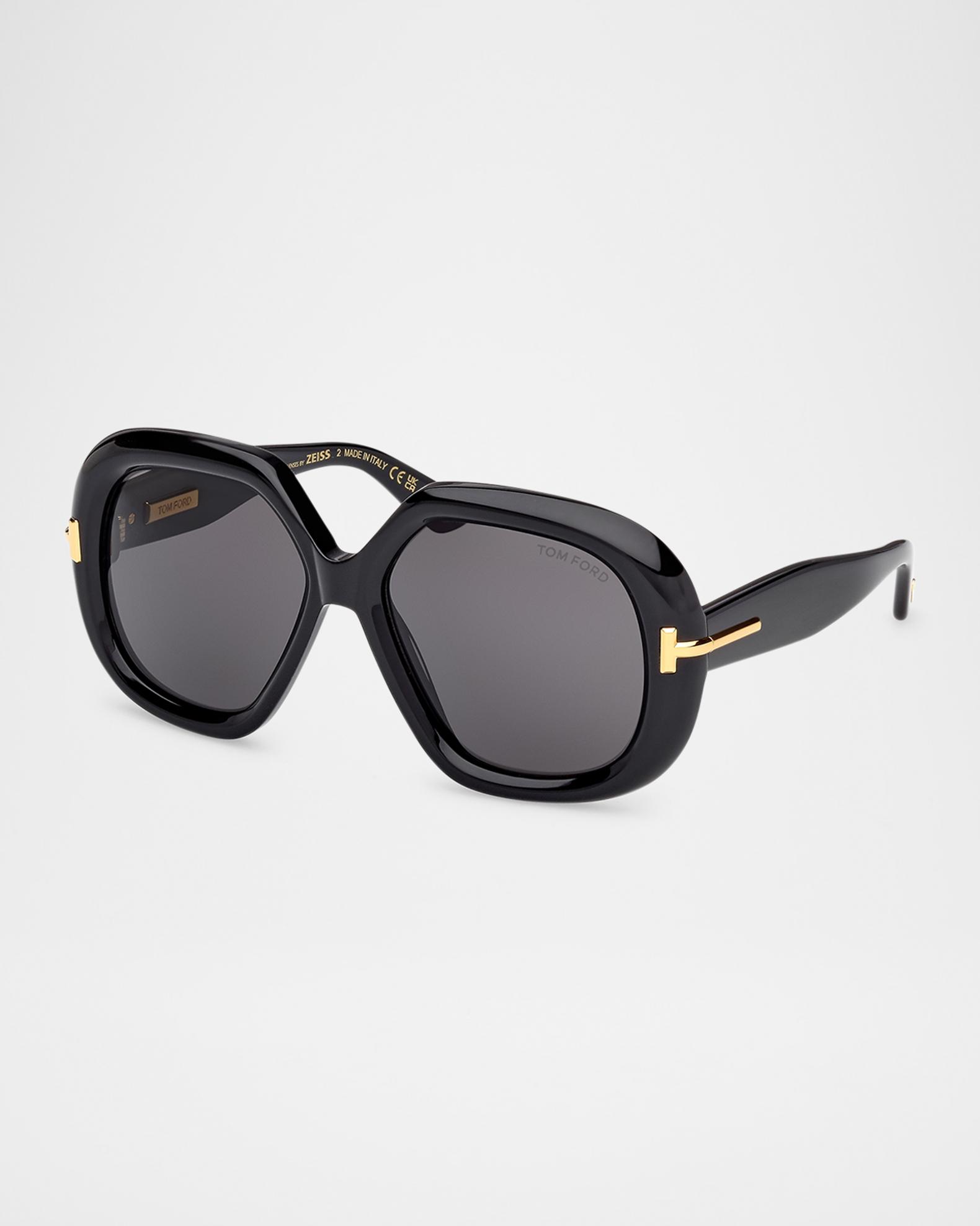 Tom Ford Black Oversized Geometric Sunglasses TOM FORD Icon Acetate Geometric Sunglasses | Neiman Marcus main image 4