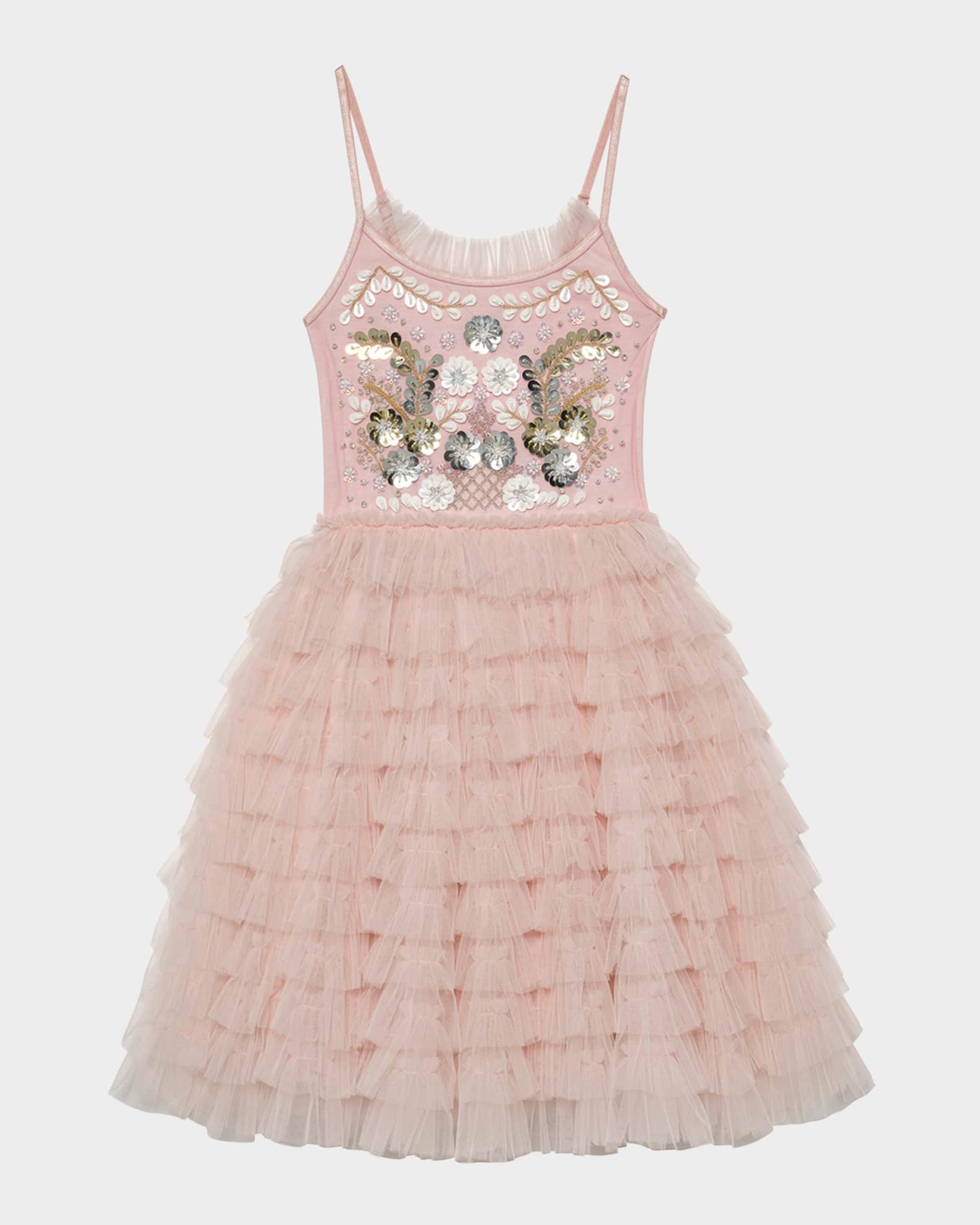 Girl's Golden Daisies Sequined Embroidered Tutu Dress, Size 2-11 0