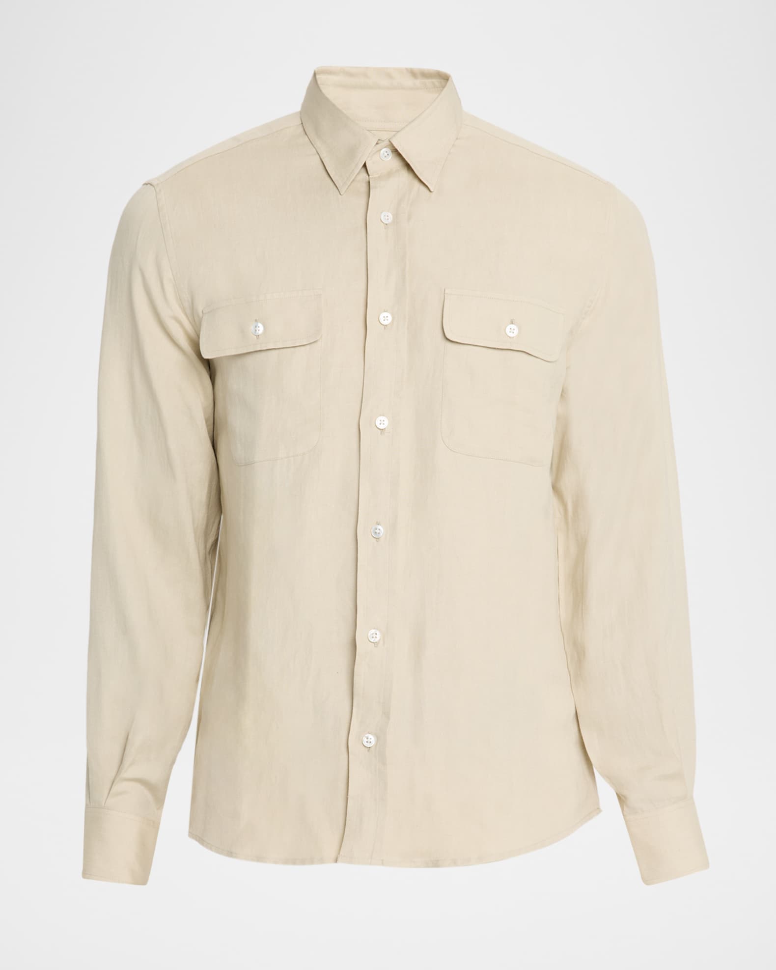 Men's Silk and Linen Button-Down Shirt 0