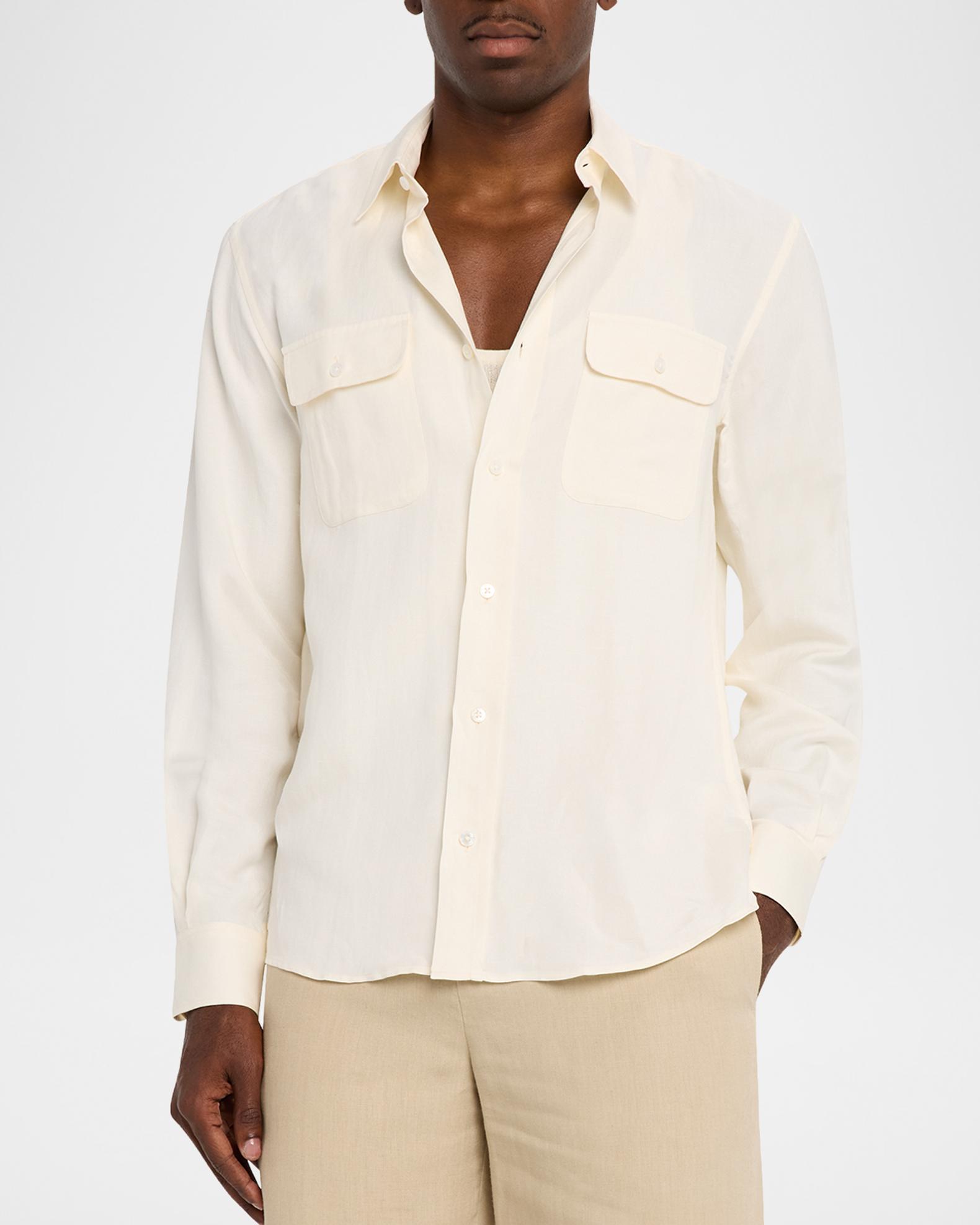 Ralph Lauren Purple Label Silk-Linen Shirt | Neiman Marcus