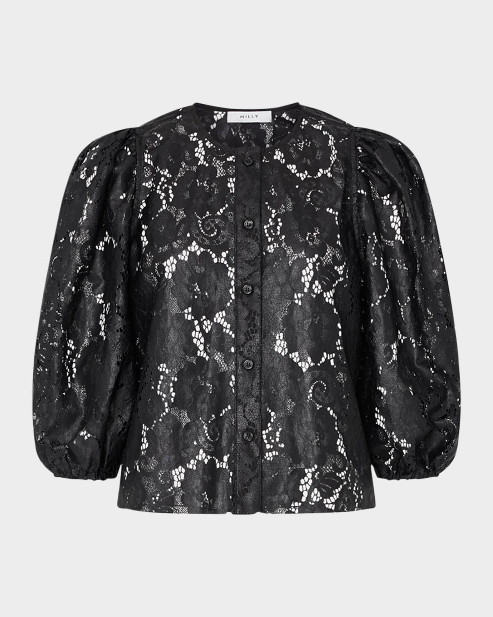 Nannie Lace-Effect Faux Leather Top 0