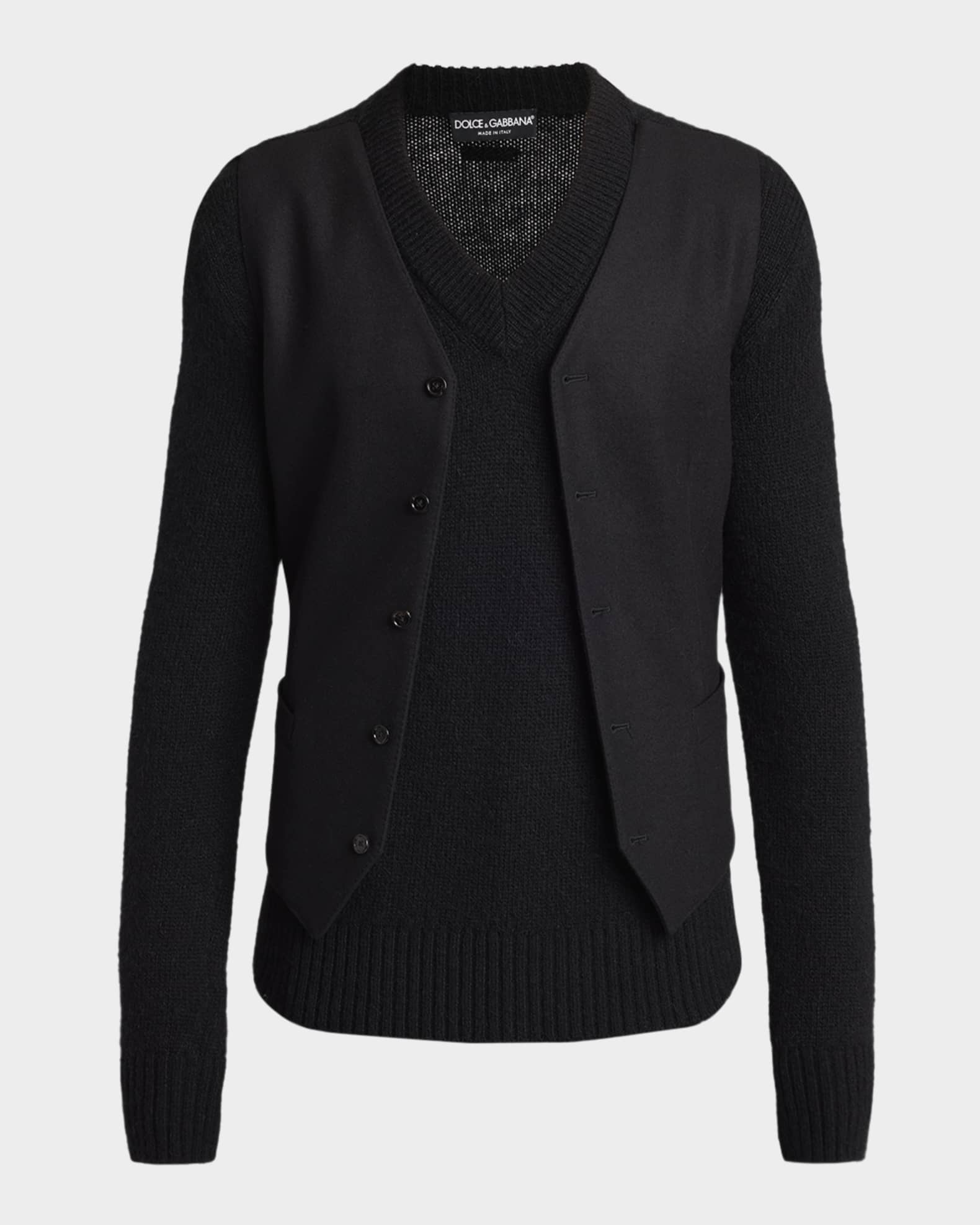 Dolce&Gabbana Men's V-Neck Knit Cardigan with Vest | Neiman Marcus