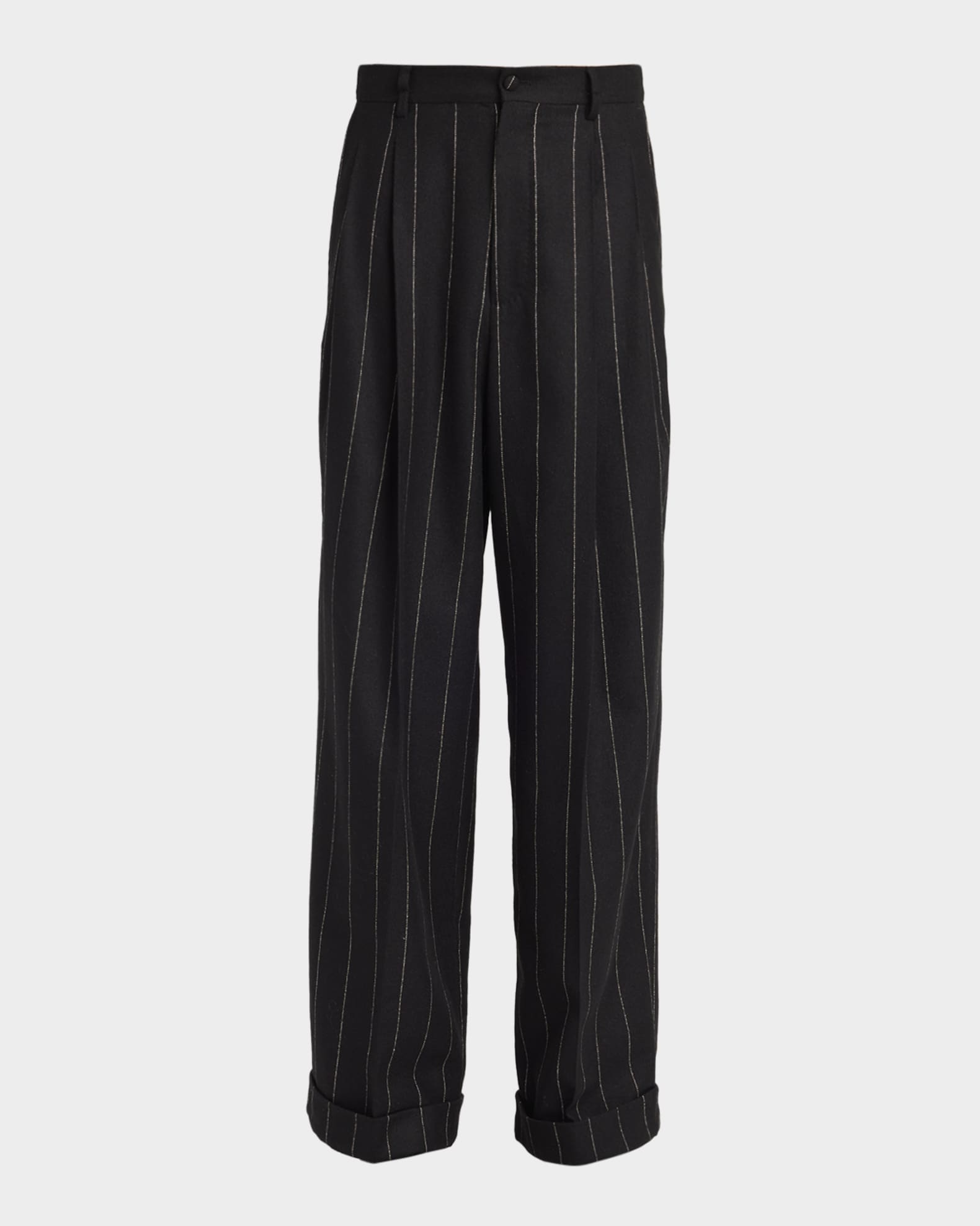 Dolce&Gabbana Men's Pleated Pinstripe Pants | Neiman Marcus
