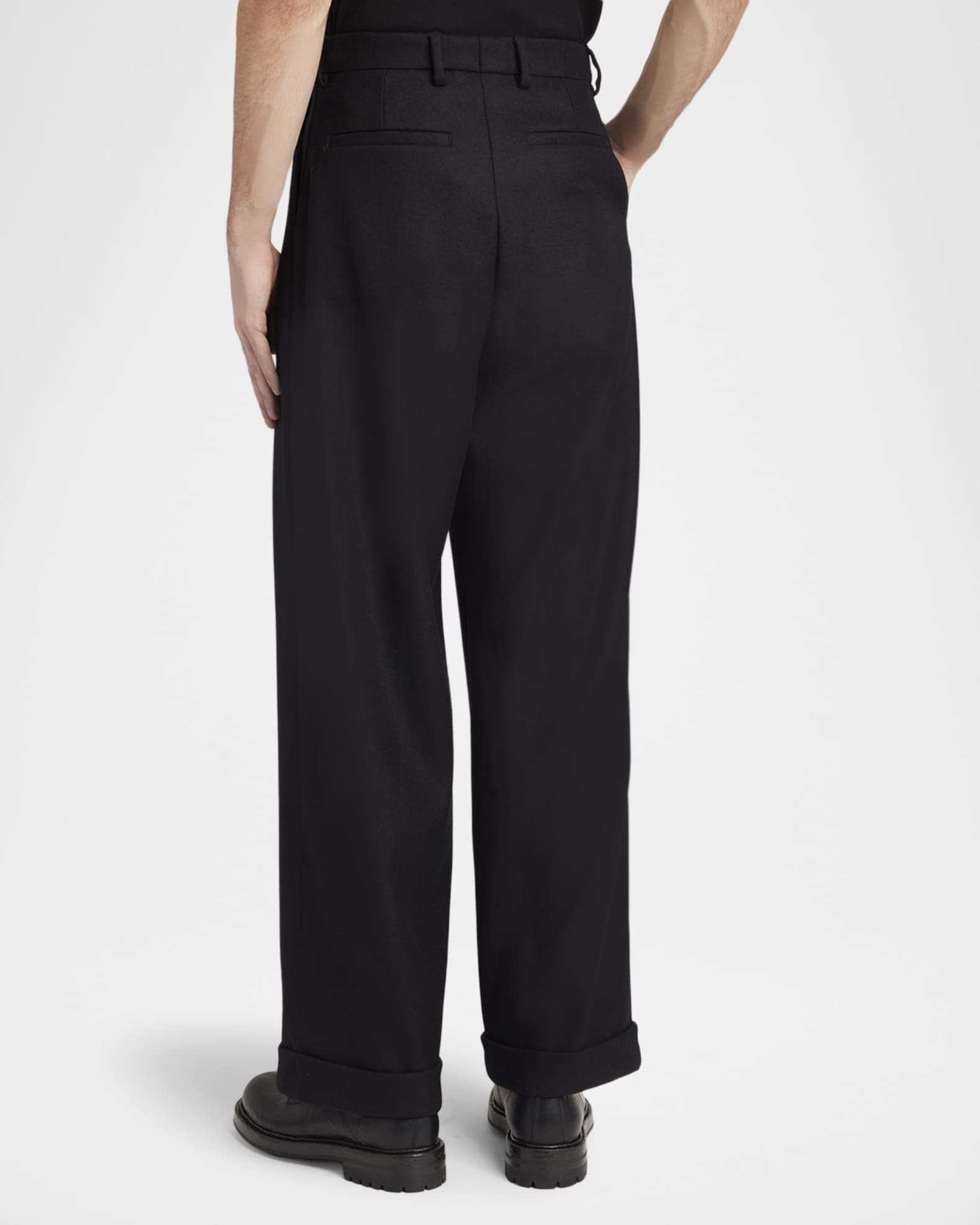 Dolce&Gabbana Men's Wool Relaxed Fit Double-Pleated Trousers