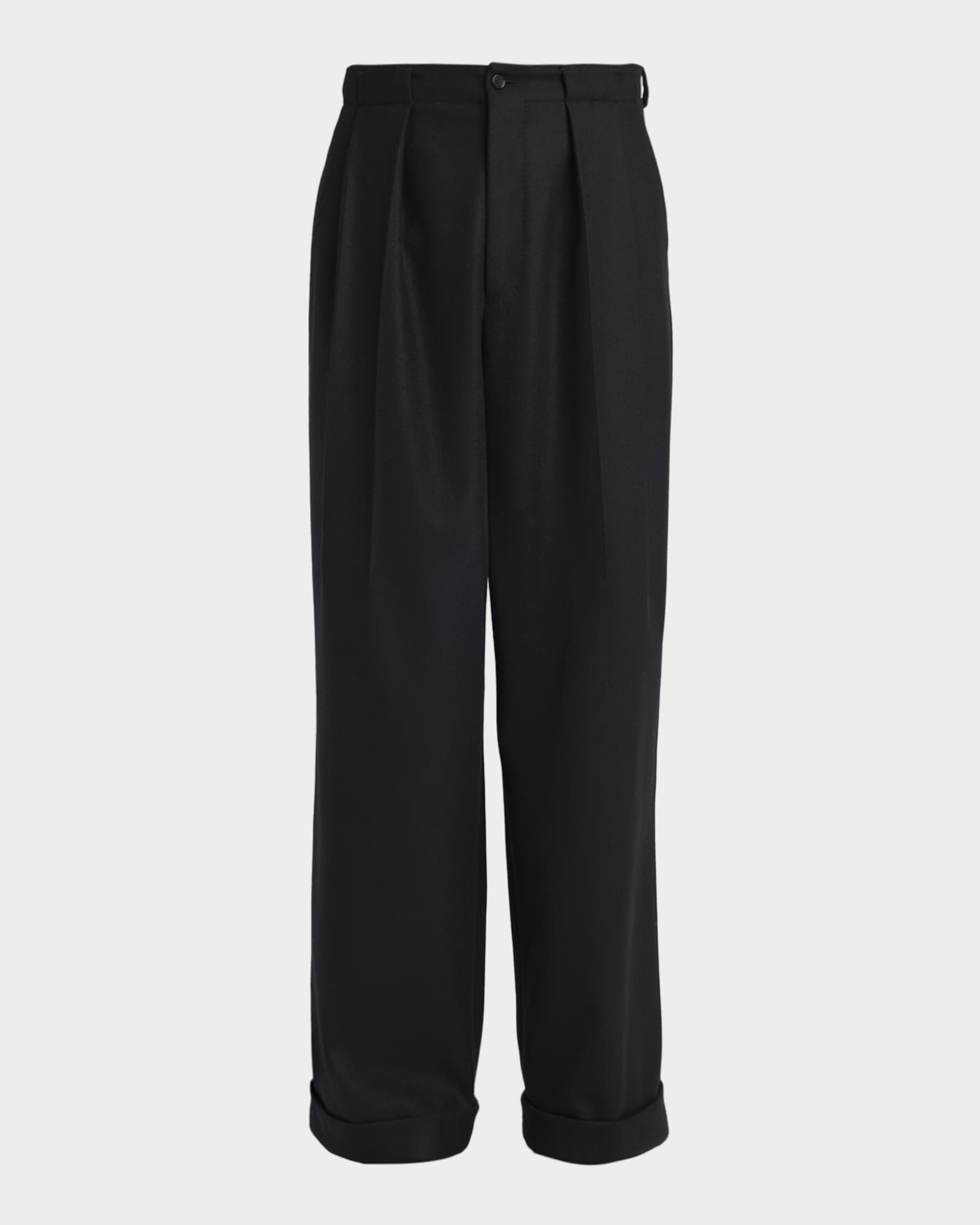 Dolce&Gabbana Men's Wool Relaxed Fit Double-Pleated Trousers