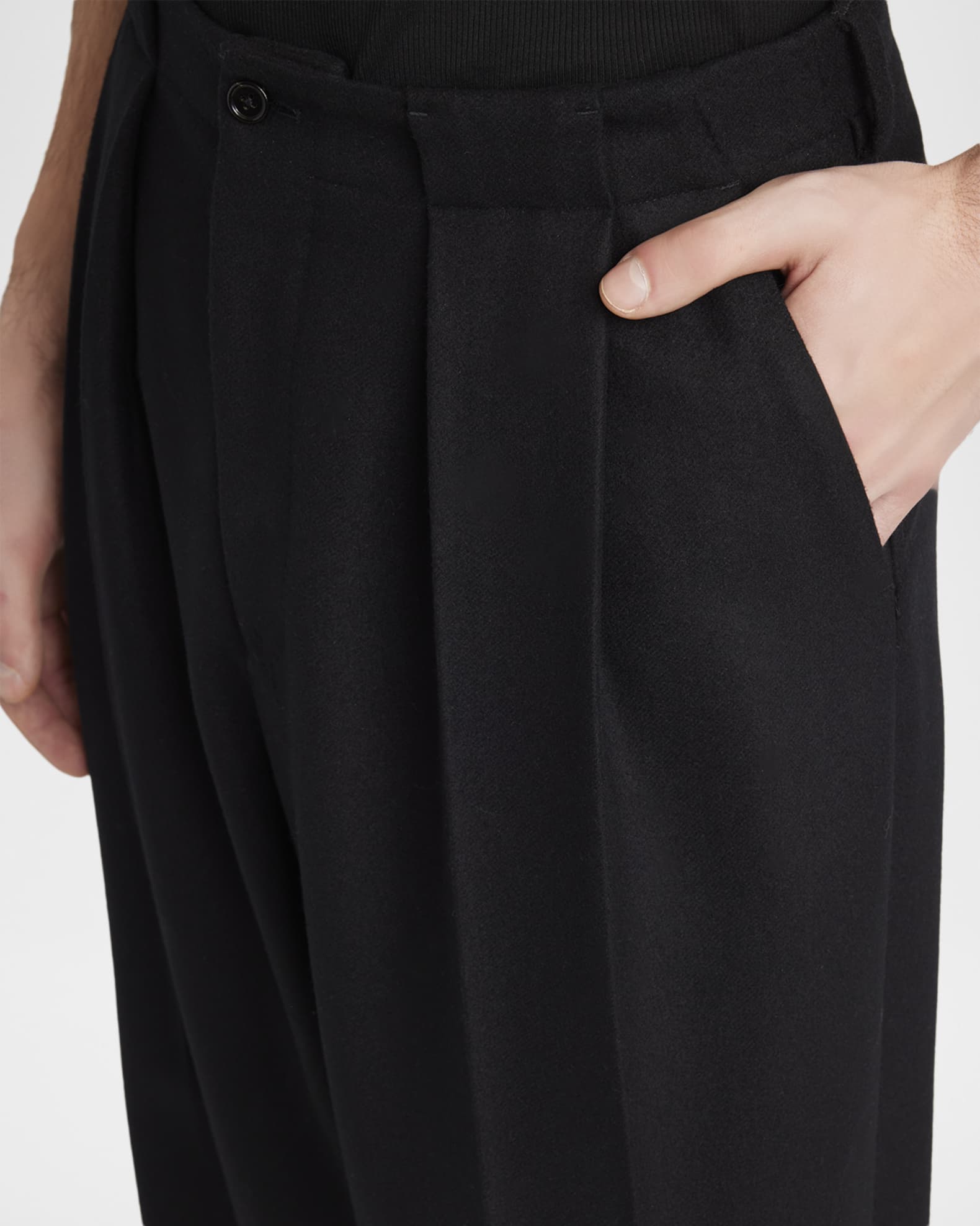 Dolce&Gabbana Men's Wool Relaxed Fit Double-Pleated Trousers