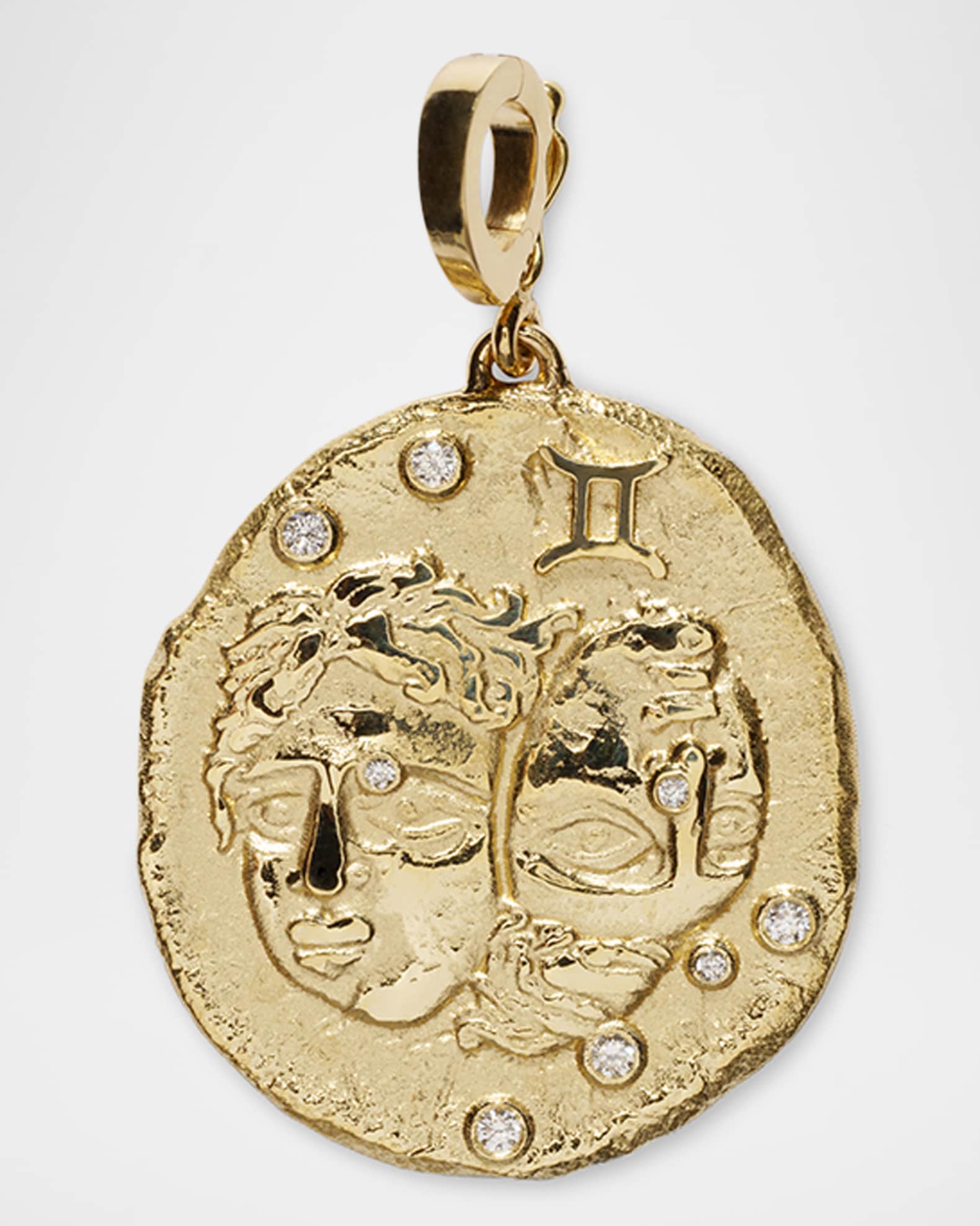 18K Yellow Gold Of The Stars Coin Pendant, Gemini 0