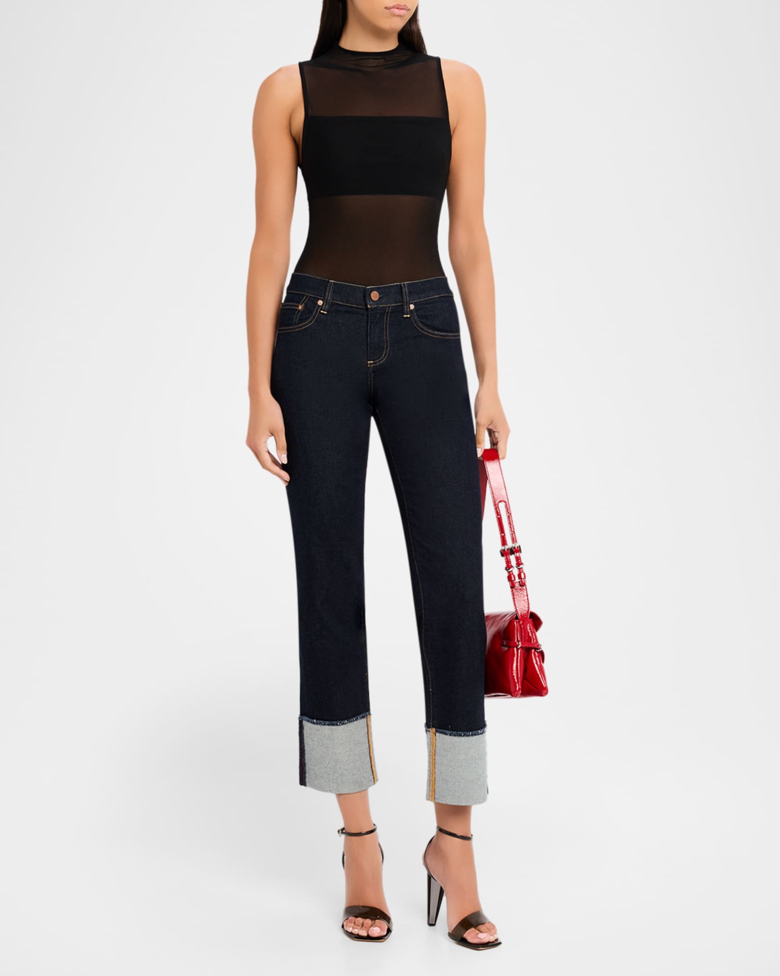 Abilene Ultra Low-Rise Skinny Jeans with Raw Hem Cuffs 1