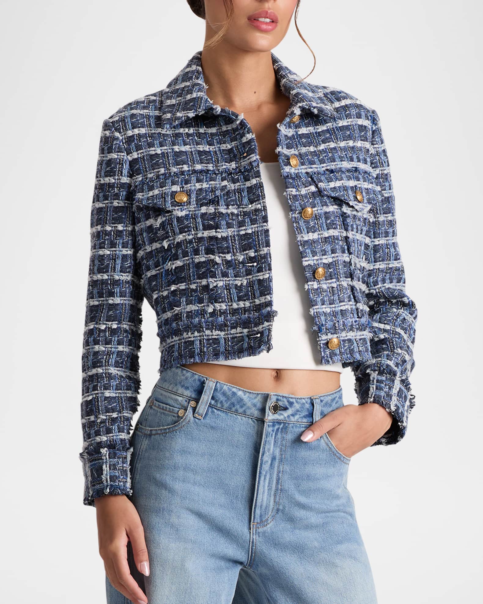 Alice + Olivia Chloe Cropped Boxy Jacket | Neiman Marcus
