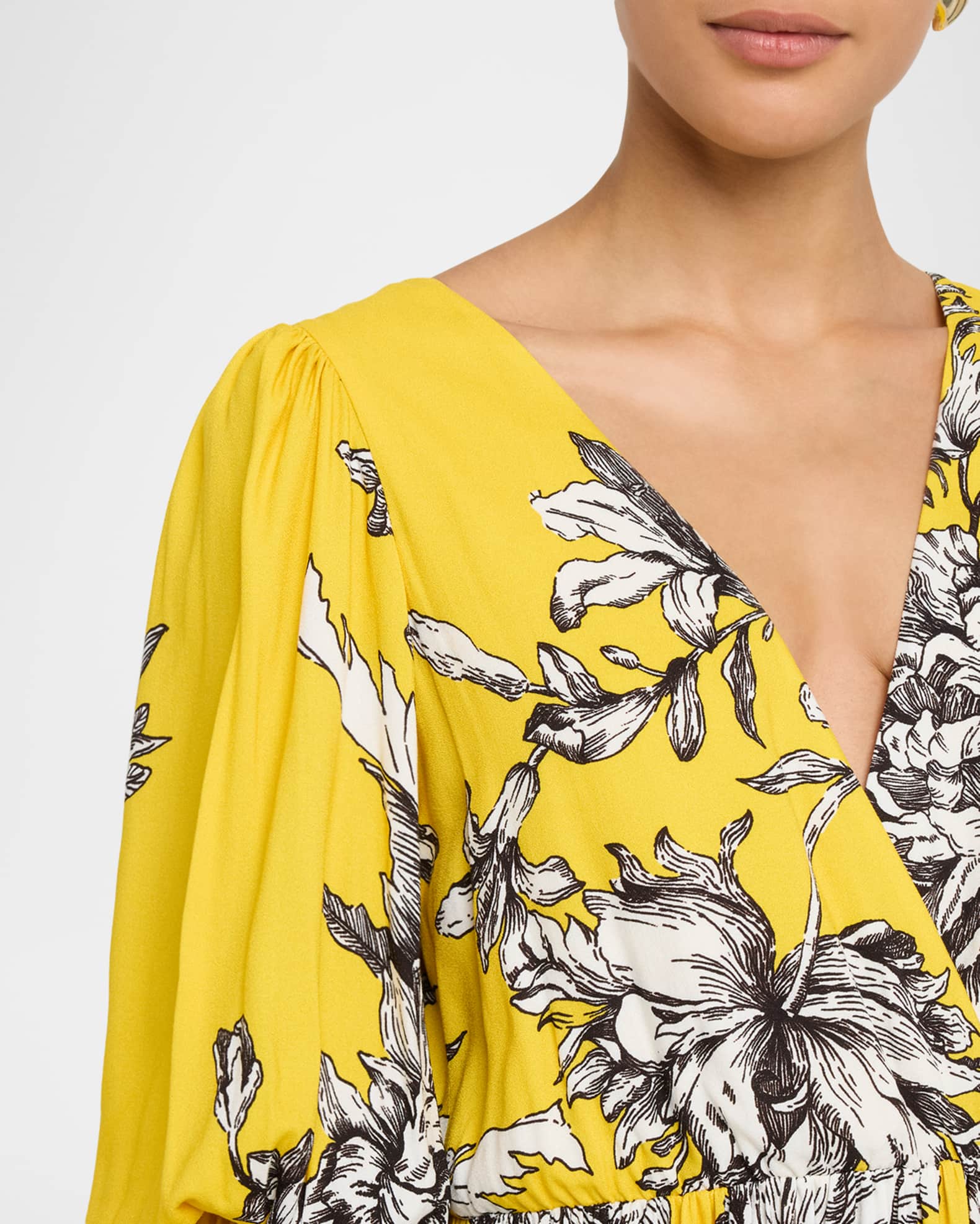 ALICE + OLIVIA Clarissa Blooming Wild Golden Hour Tie-Sleeve Mini
