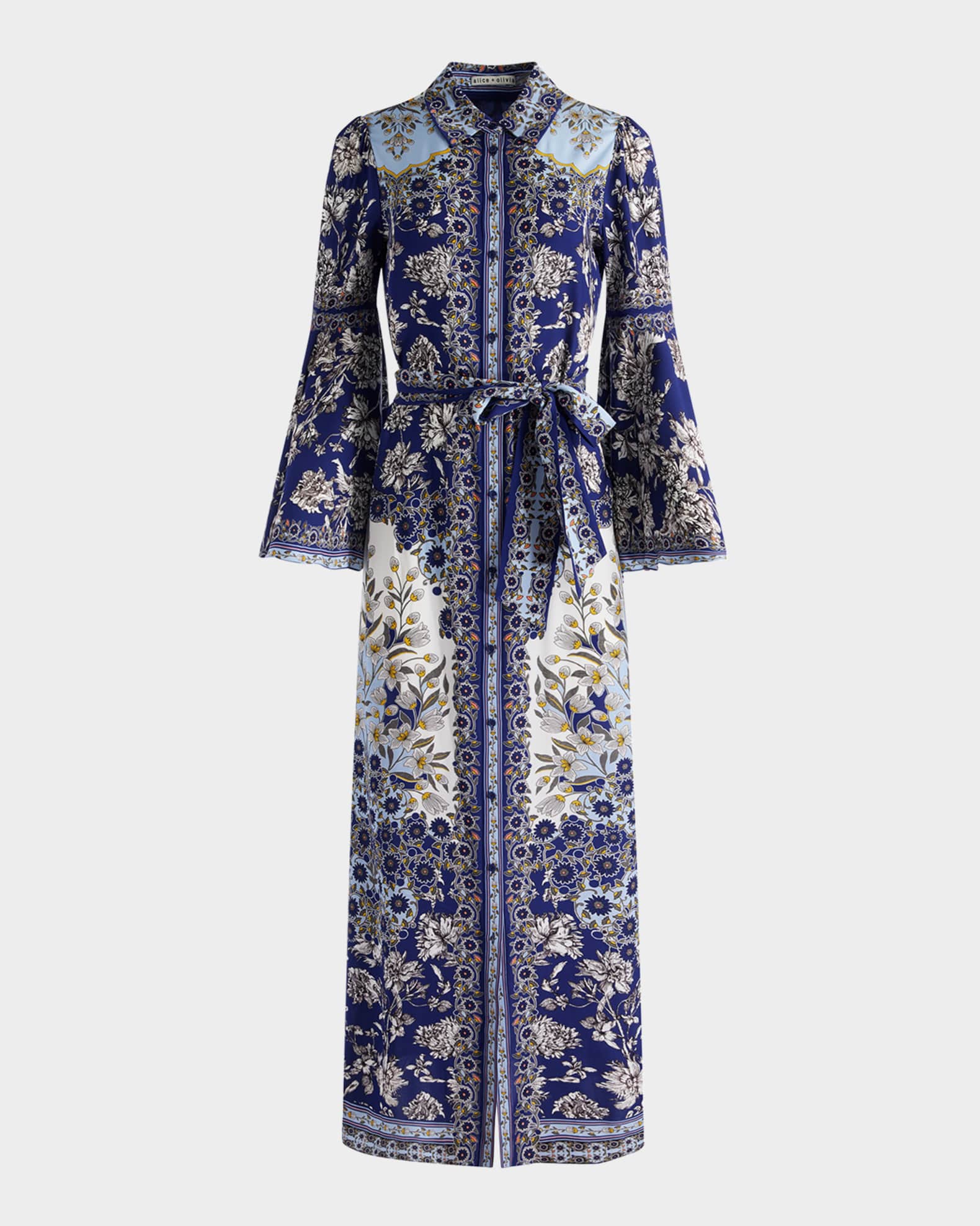 Alice + Olivia Chassidy Forevermore Bell-Sleeve Shirtdress
