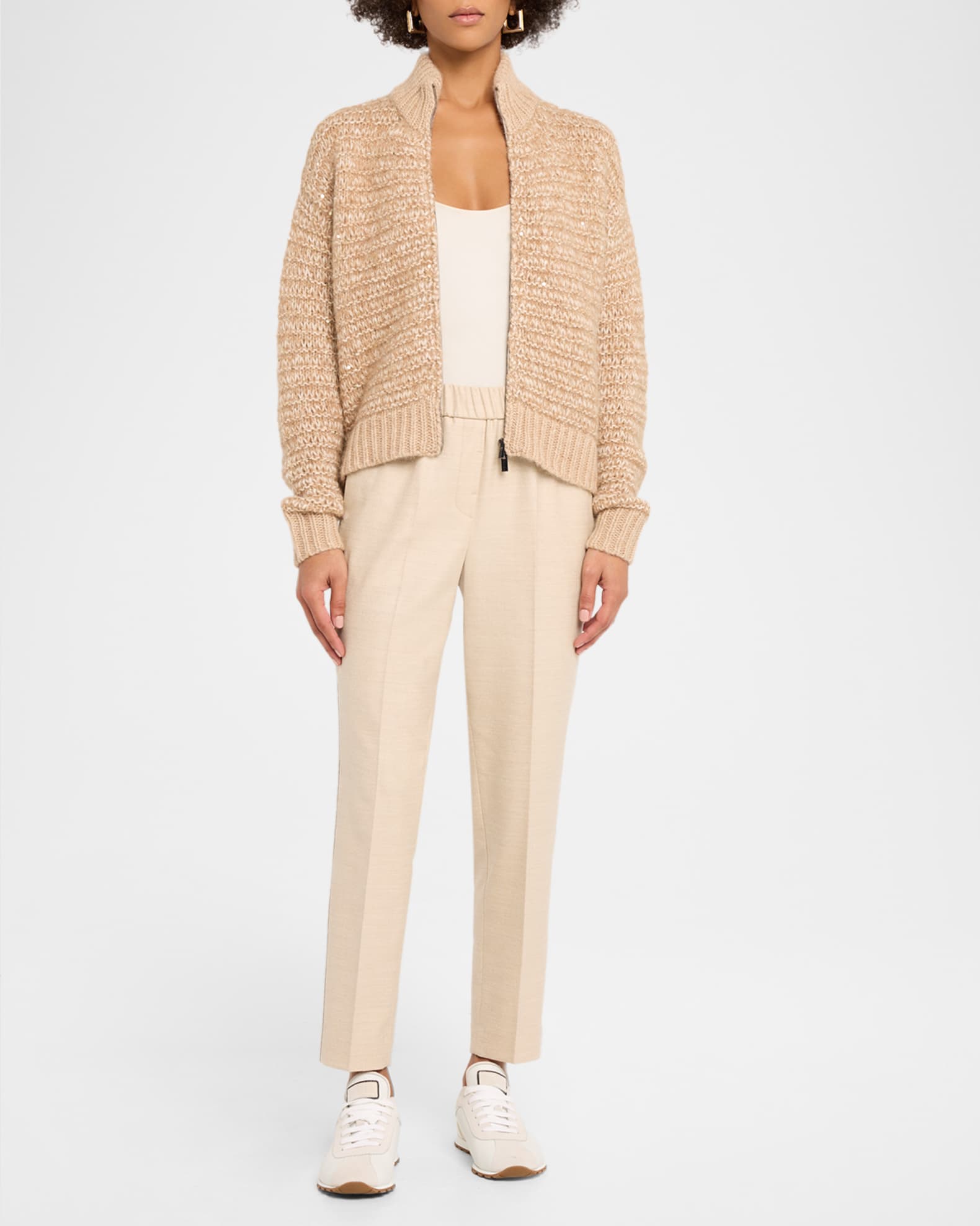 Peserico Alpaca-Blend Zip-Front Knit Jacket | Neiman Marcus
