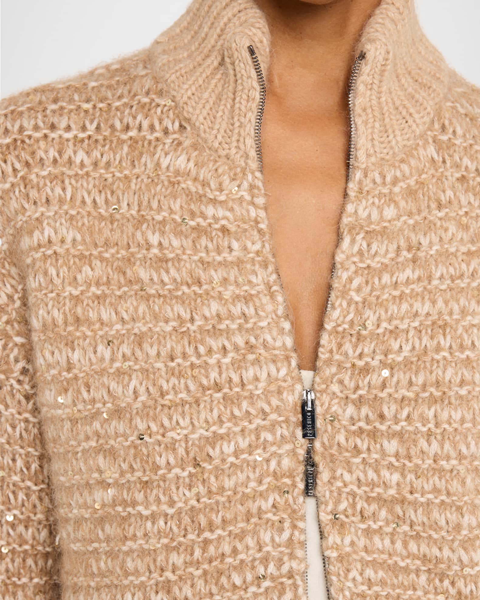 Peserico Alpaca-Blend Zip-Front Knit Jacket | Neiman Marcus