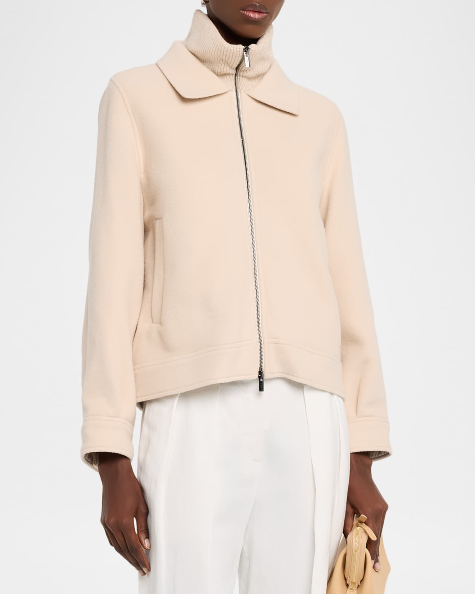 ★カシミヤお素材★PESERICO★ニット切替中綿ジャケット★ダブルジップ★ Peserico Wool and Cashmere Double Cloth Jacket | Neiman Marcus