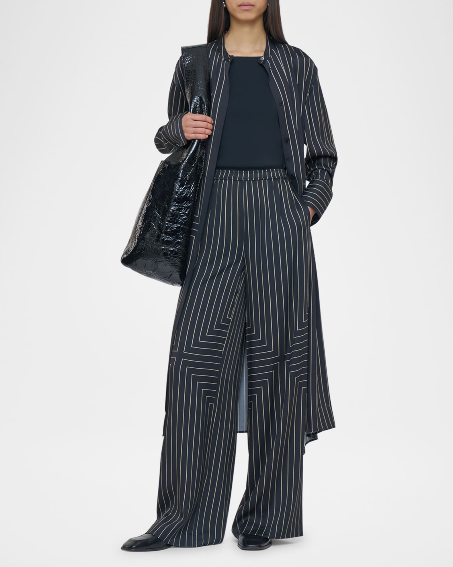 Hulin Wide-Leg Geometric Crepe Trousers 1