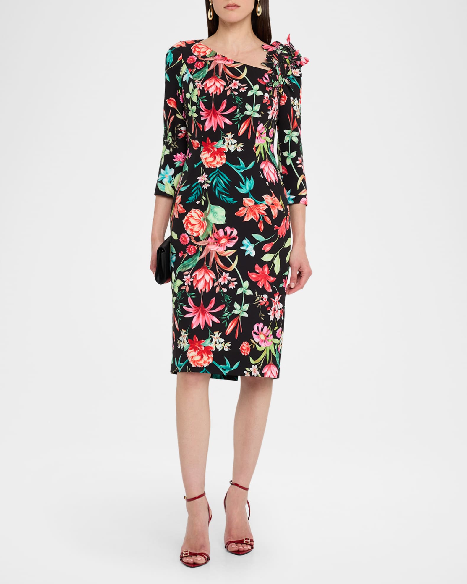Bodycon Floral-Print Scuba Dress 1