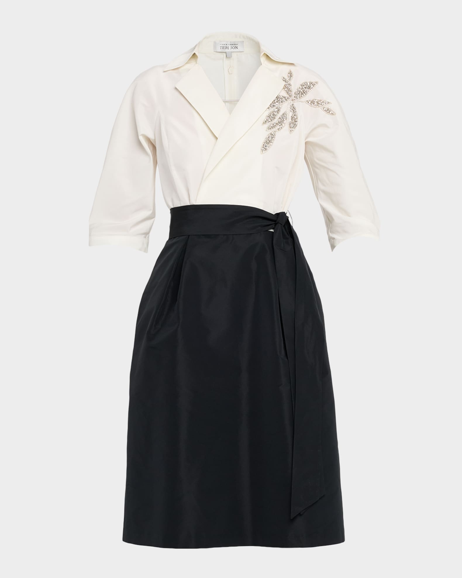 Crystal-Embellished Bicolor Shirtdress 0